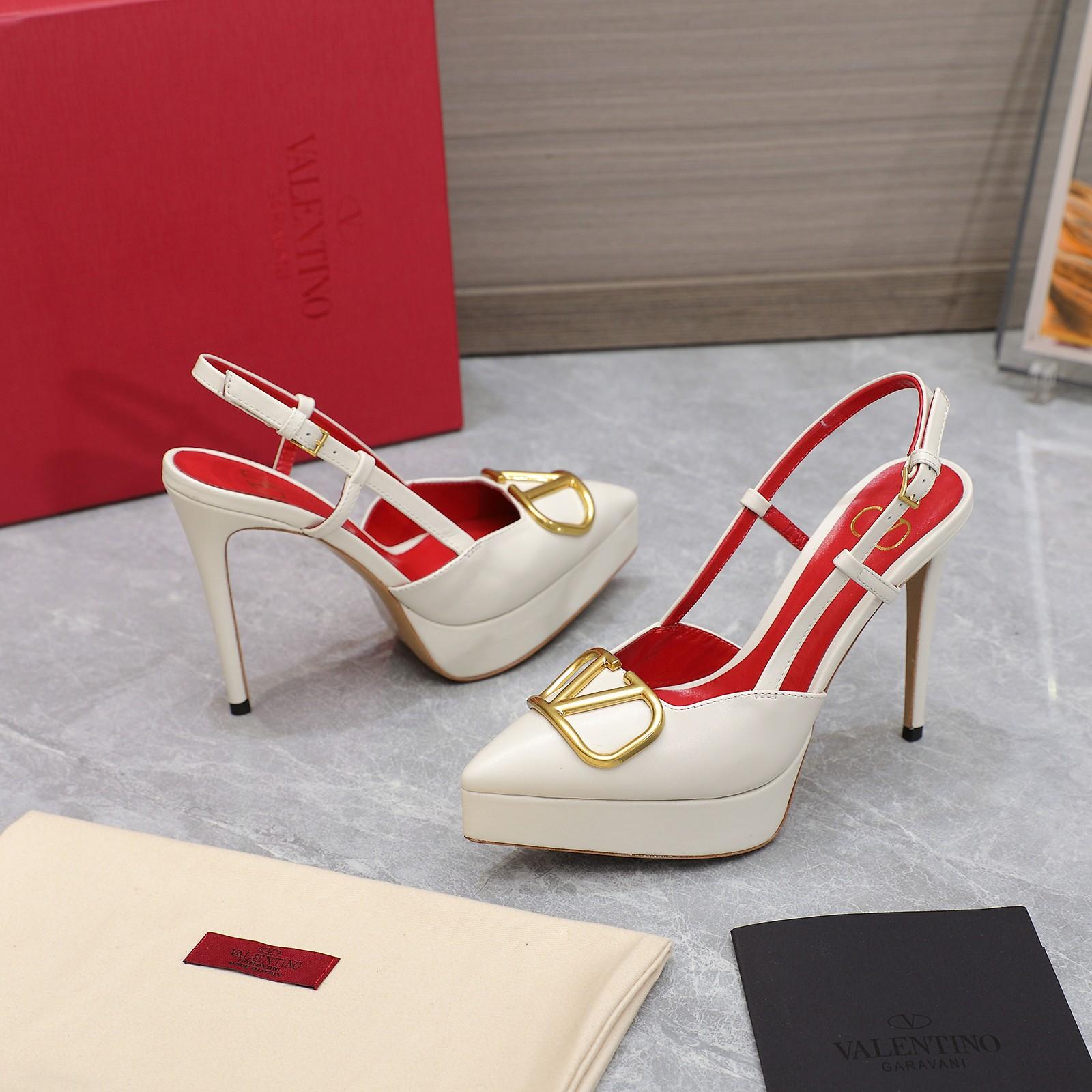 Valenti VLogo Signature Calfskin Slingback Platform Pump - DopestKickz