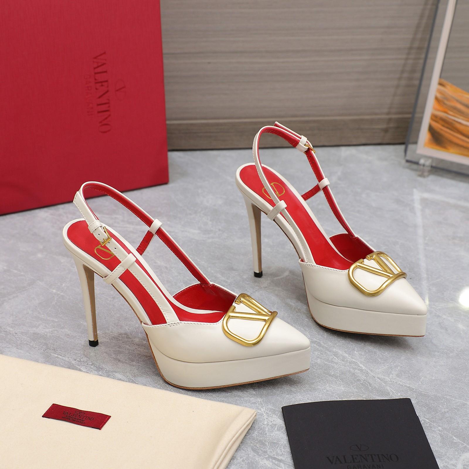 Valenti VLogo Signature Calfskin Slingback Platform Pump - DopestKickz