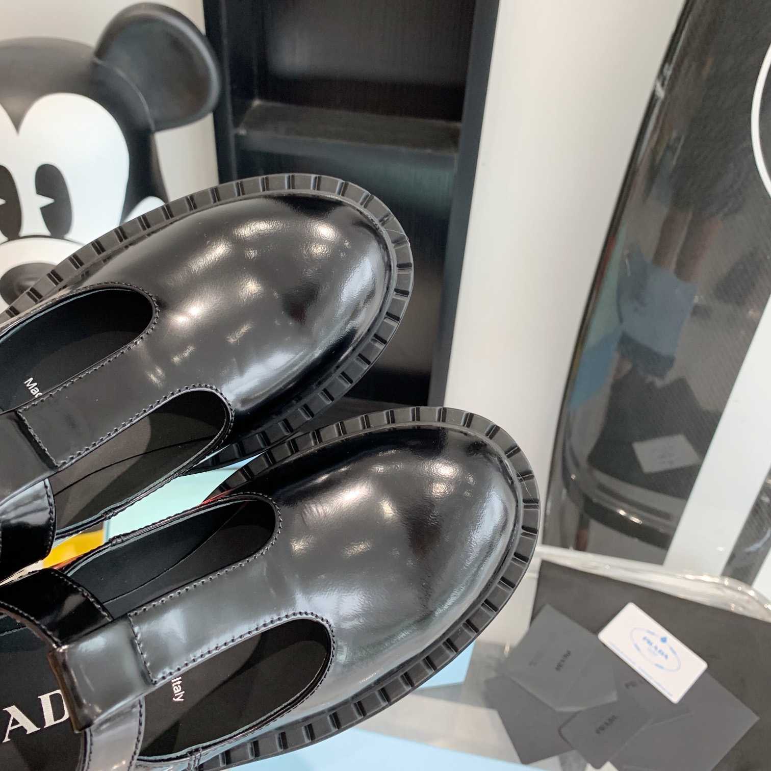 Prada Brushed-Leather Mary Jane T-strap Shoes - DopestKickz