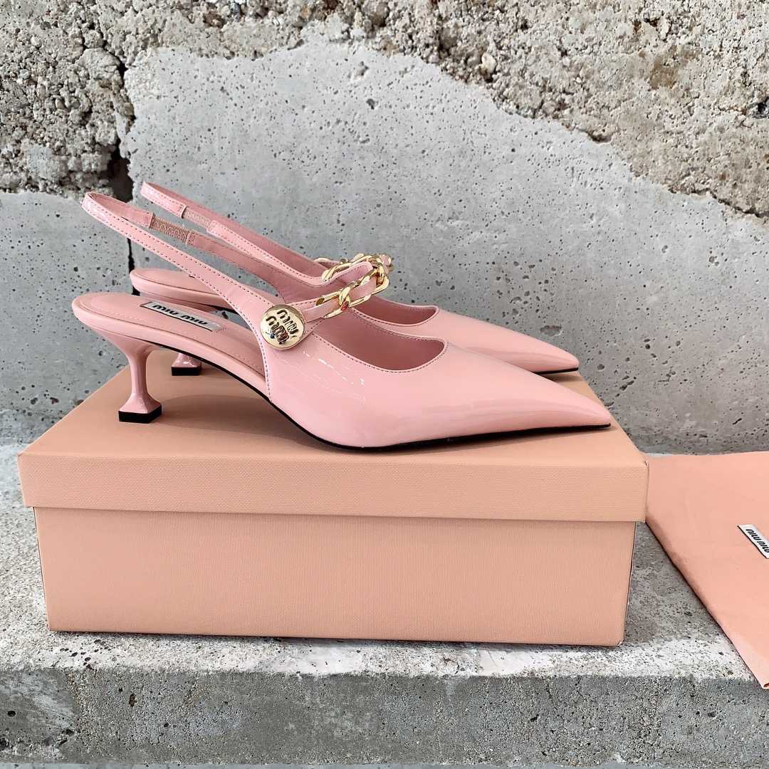 Miu Miu Patent Leather Slingback Pumps - DopestKickz