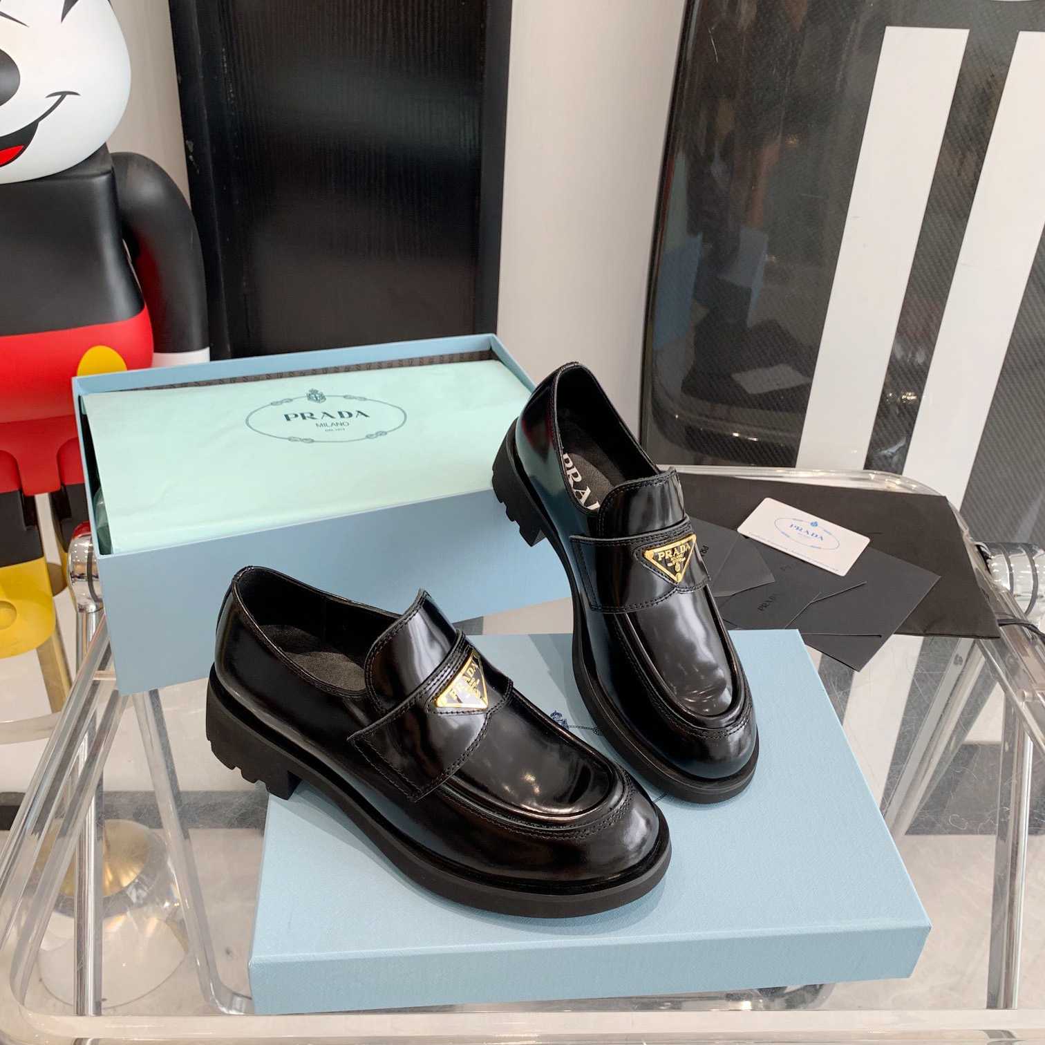 Prada Chocolate Brushed Leather Loafers - DopestKickz