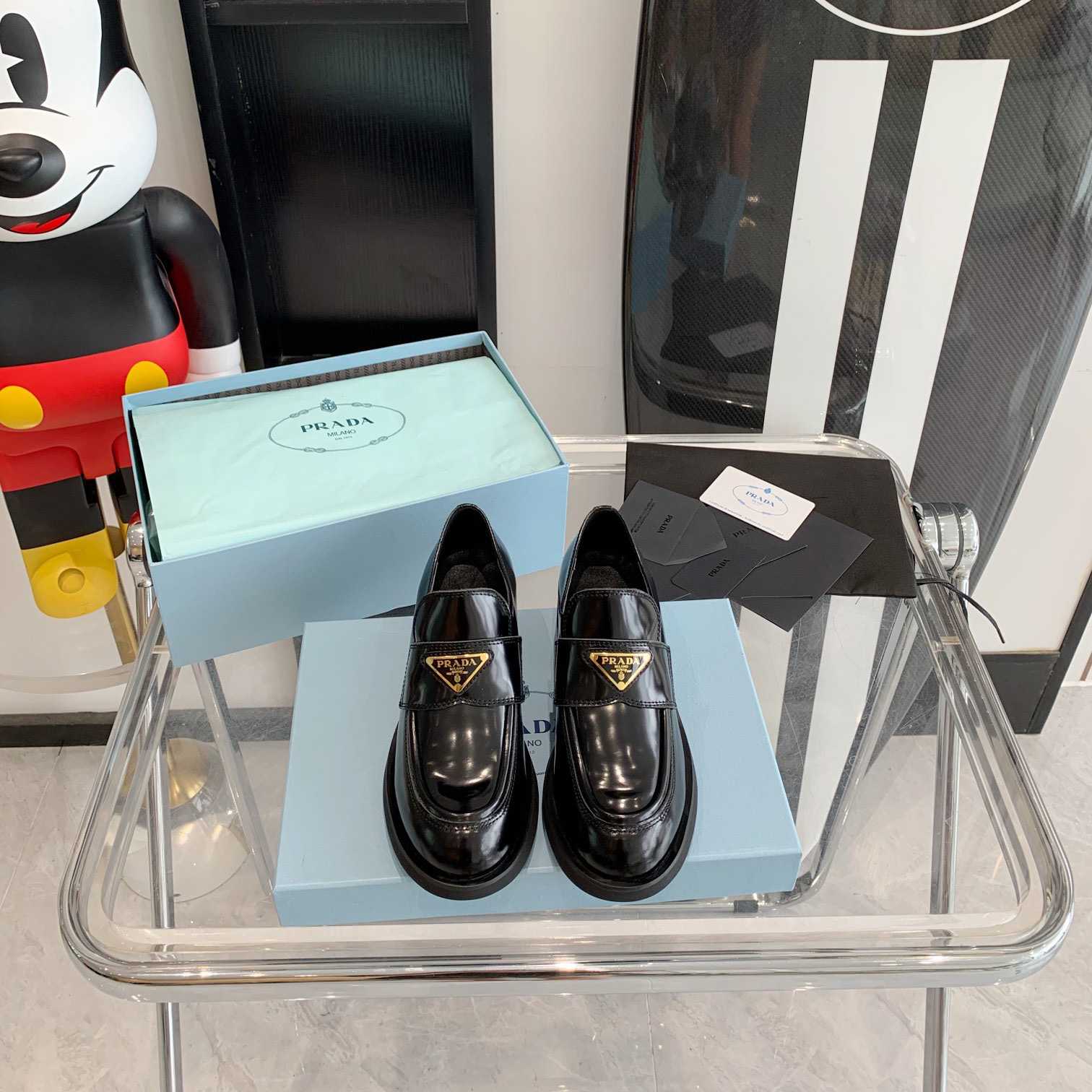 Prada Chocolate Brushed Leather Loafers - DopestKickz