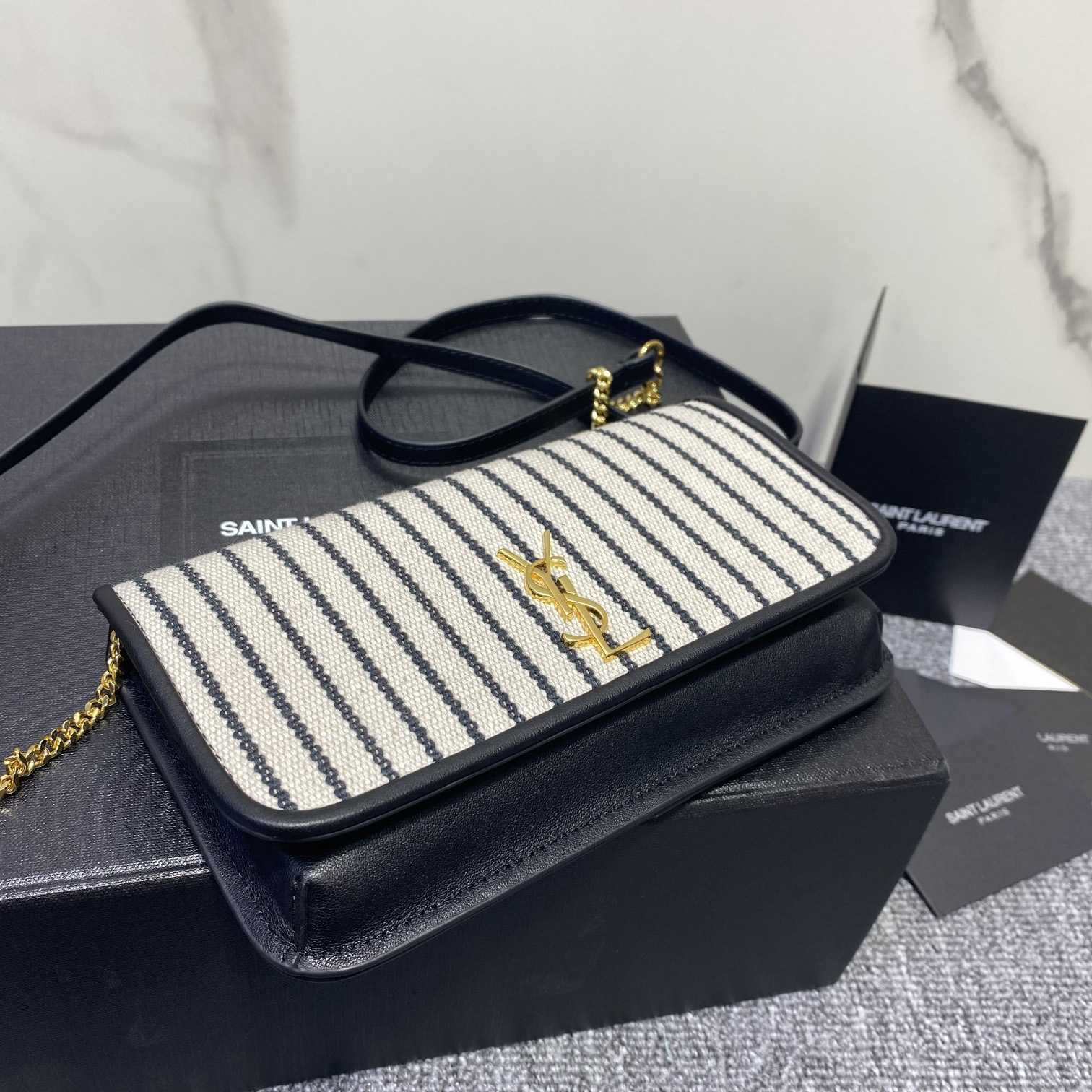 Saint Laurent Monogram Mini Striped-Canvas Cross-Body Bag (18x11x2cm) - DopestKickz