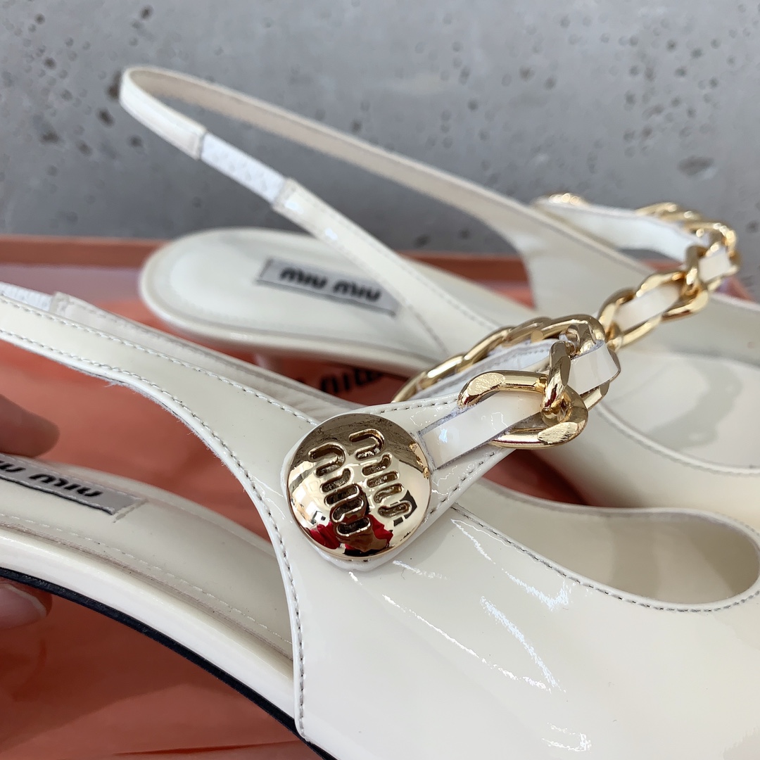 Miu Miu Patent Leather Slingback Pumps - DopestKickz