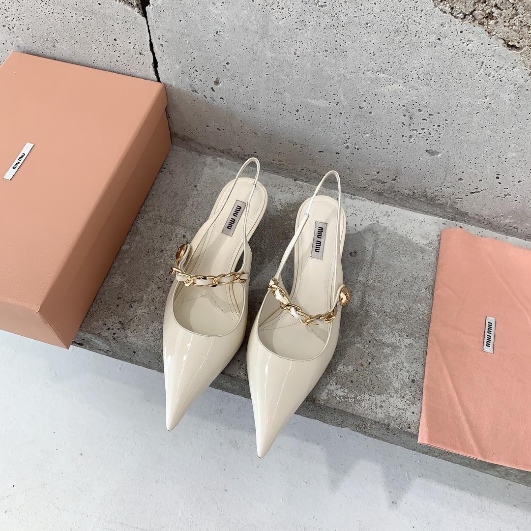 Miu Miu Patent Leather Slingback Pumps - DopestKickz