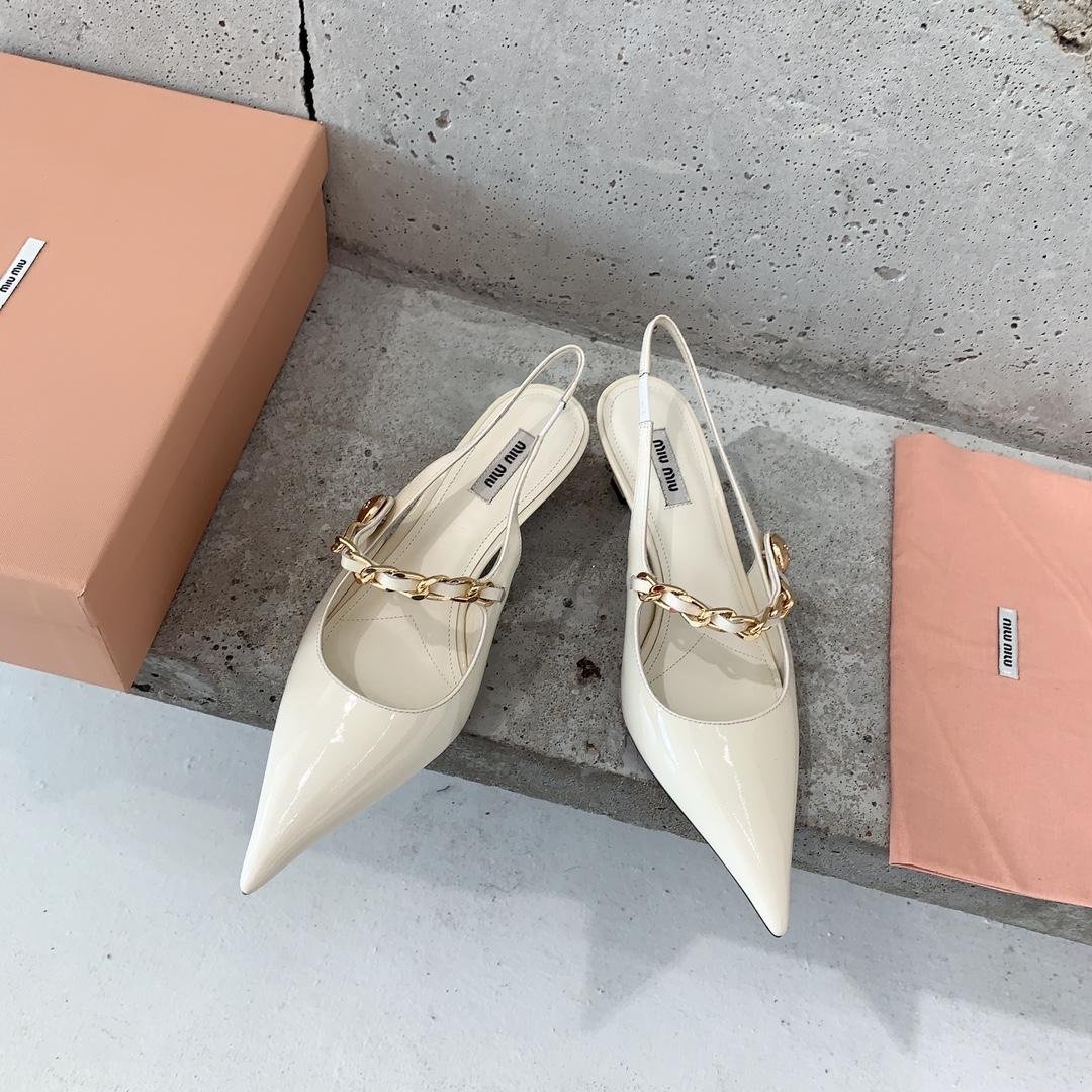 Miu Miu Patent Leather Slingback Pumps - DopestKickz