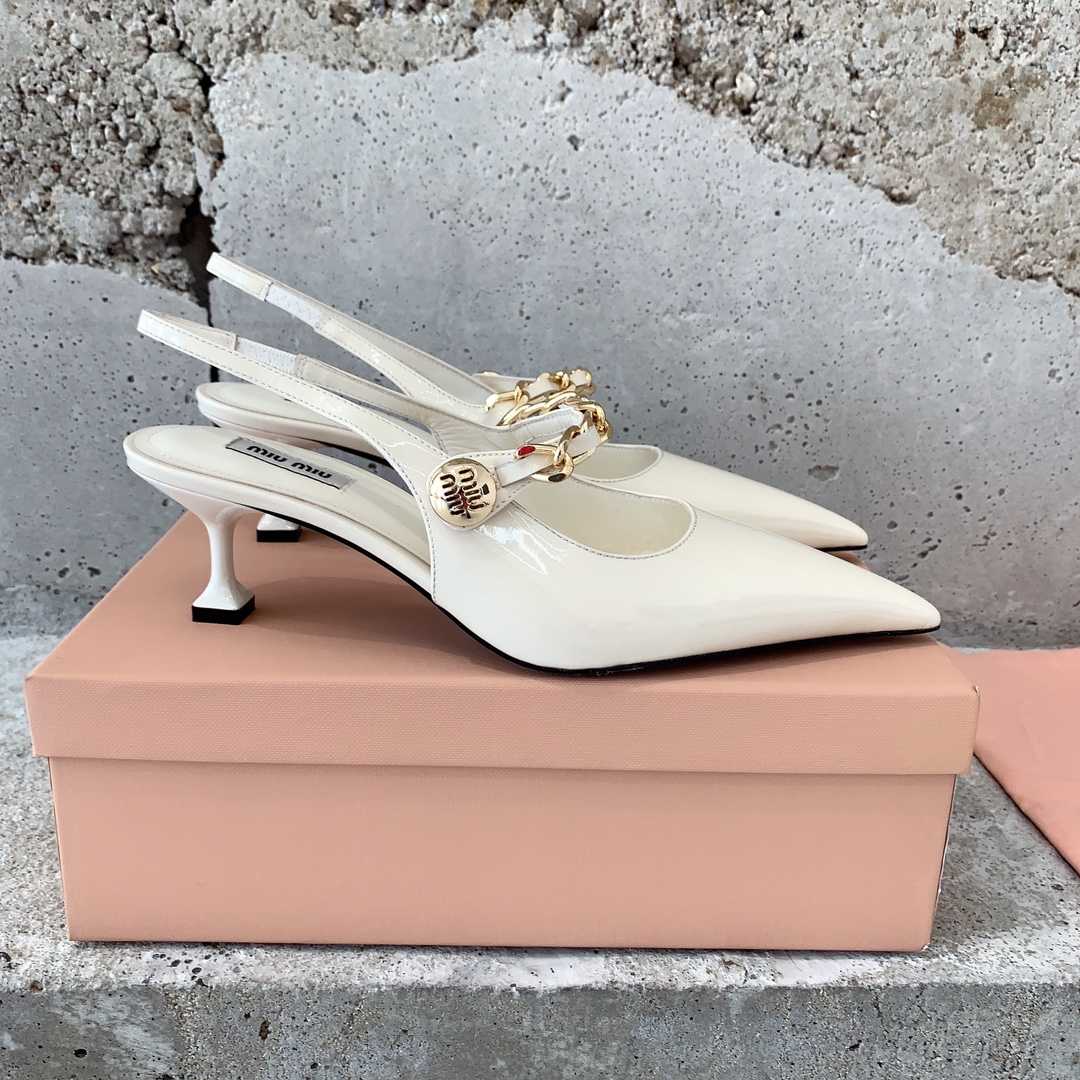 Miu Miu Patent Leather Slingback Pumps - DopestKickz