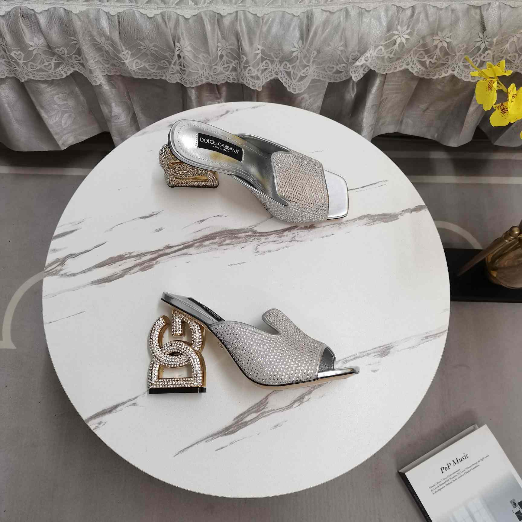 Dolce & Gabbana Mules With Fusible Rhinestone Detailing And DG Pop Heel - DopestKickz