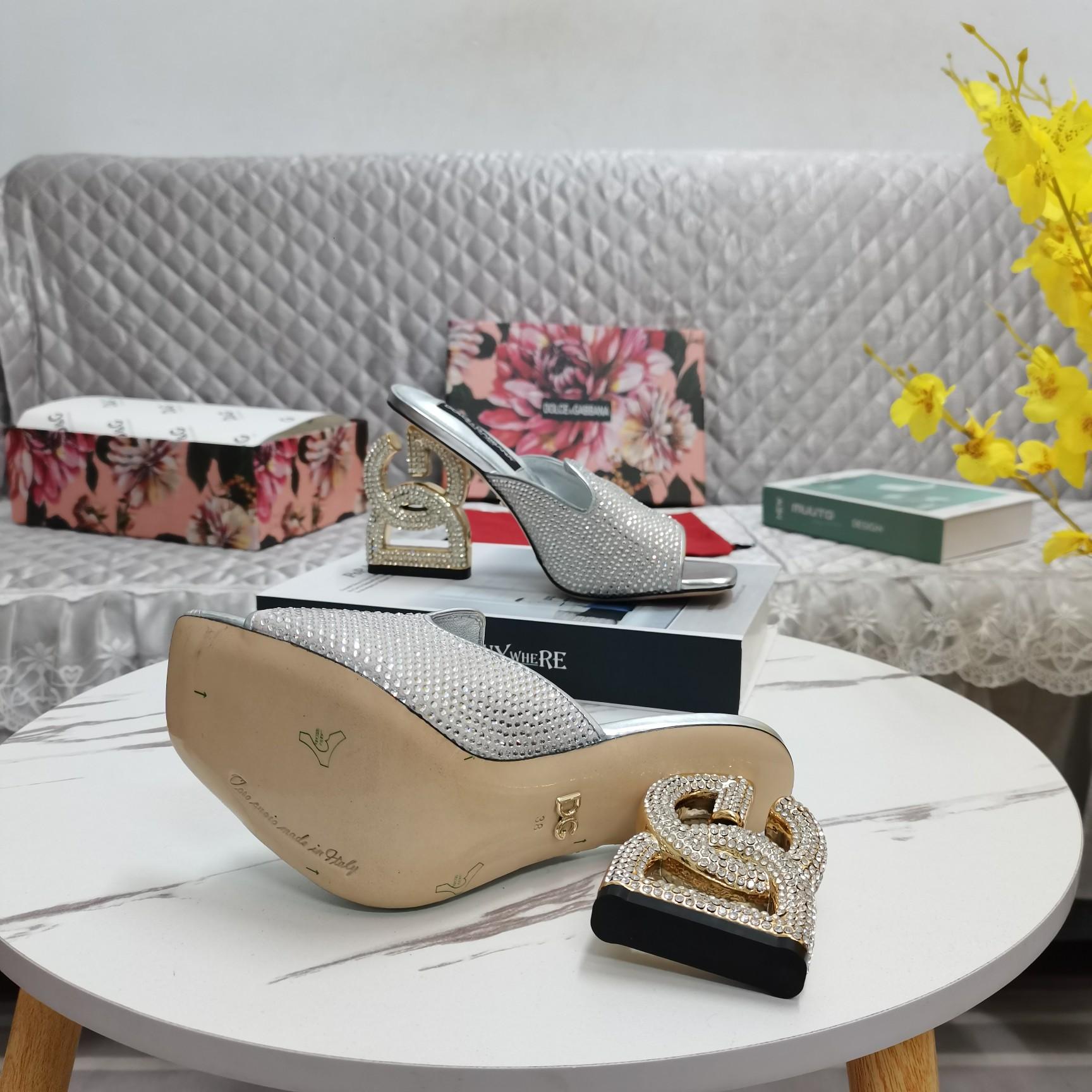 Dolce & Gabbana Mules With Fusible Rhinestone Detailing And DG Pop Heel - DopestKickz
