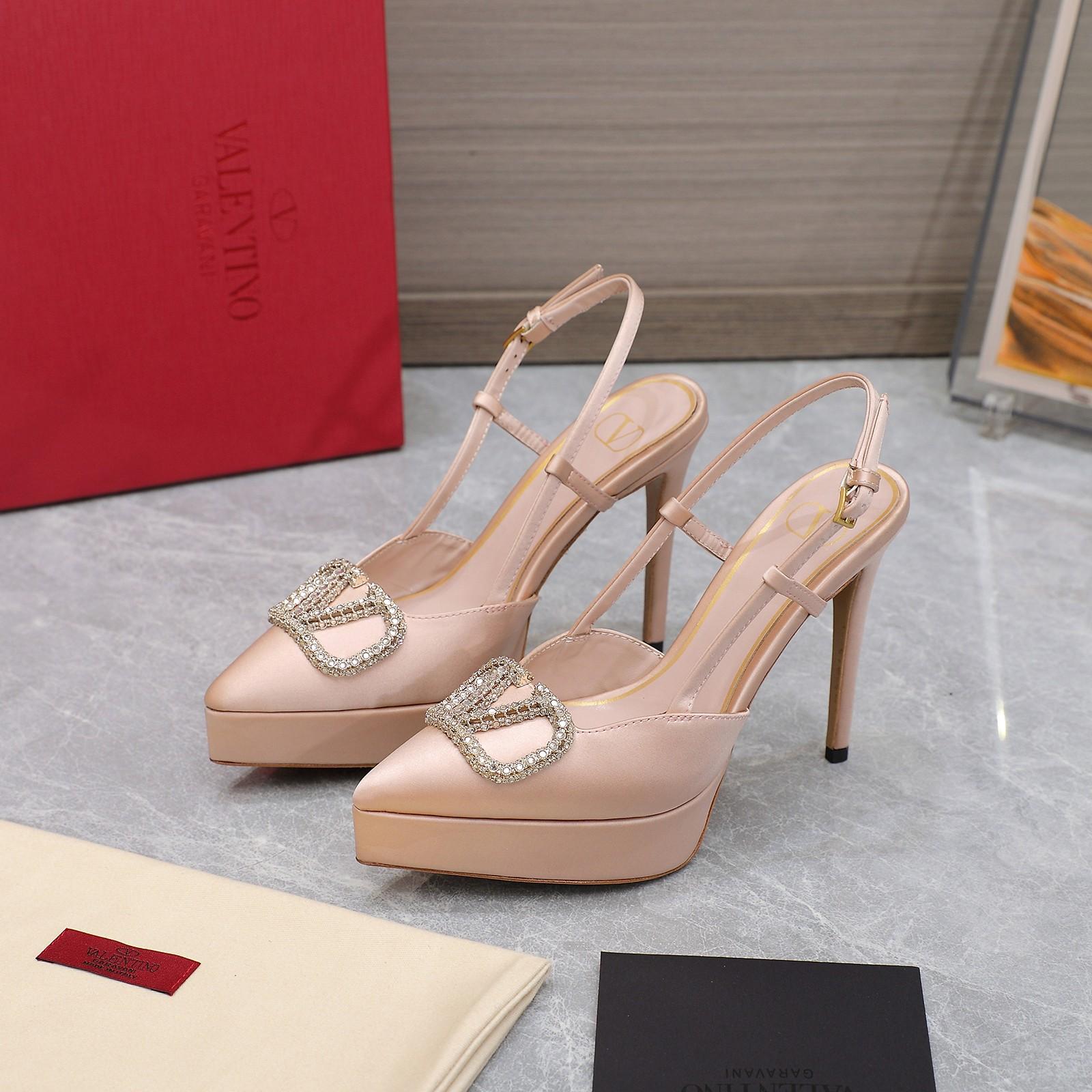 Valenti VLogo Signature Satin Slingback Platform Pumps - DopestKickz