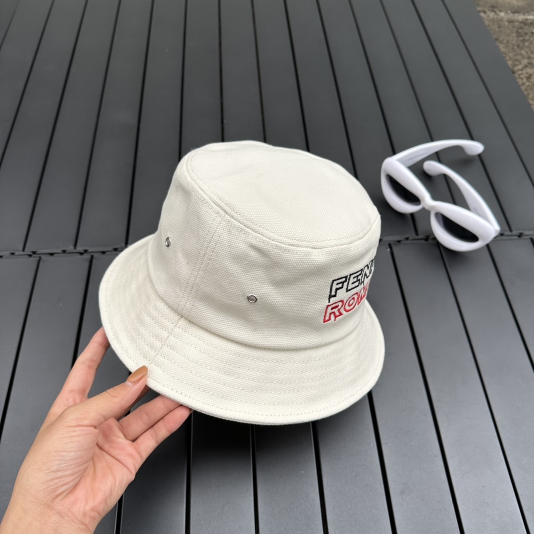 Fendi Lunar New Year Capsule White Fabric Bucket Hat - DopestKickz