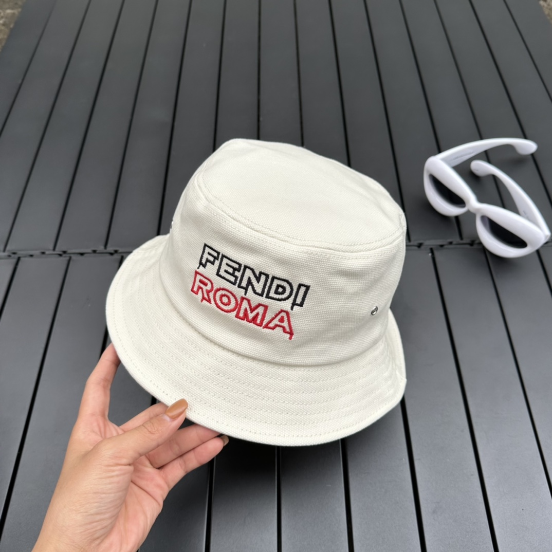 Fendi Lunar New Year Capsule White Fabric Bucket Hat - DopestKickz