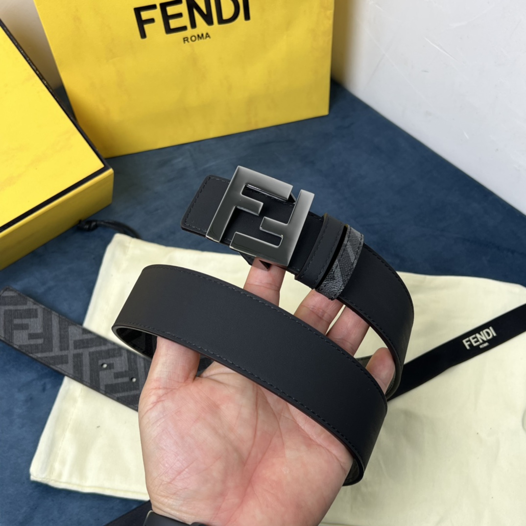 Fendi Reversible Black Leather Belt  - DopestKickz