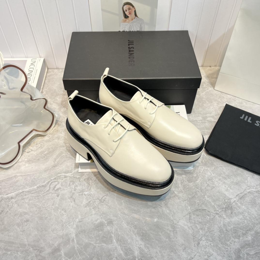 JIl Sander White Wedge Lace-Ups - DopestKickz