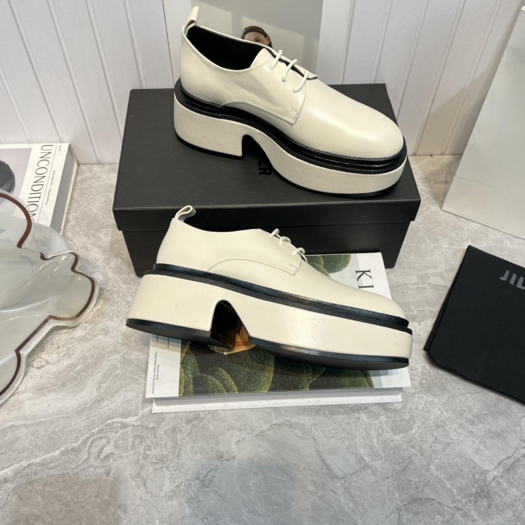JIl Sander White Wedge Lace-Ups - DopestKickz