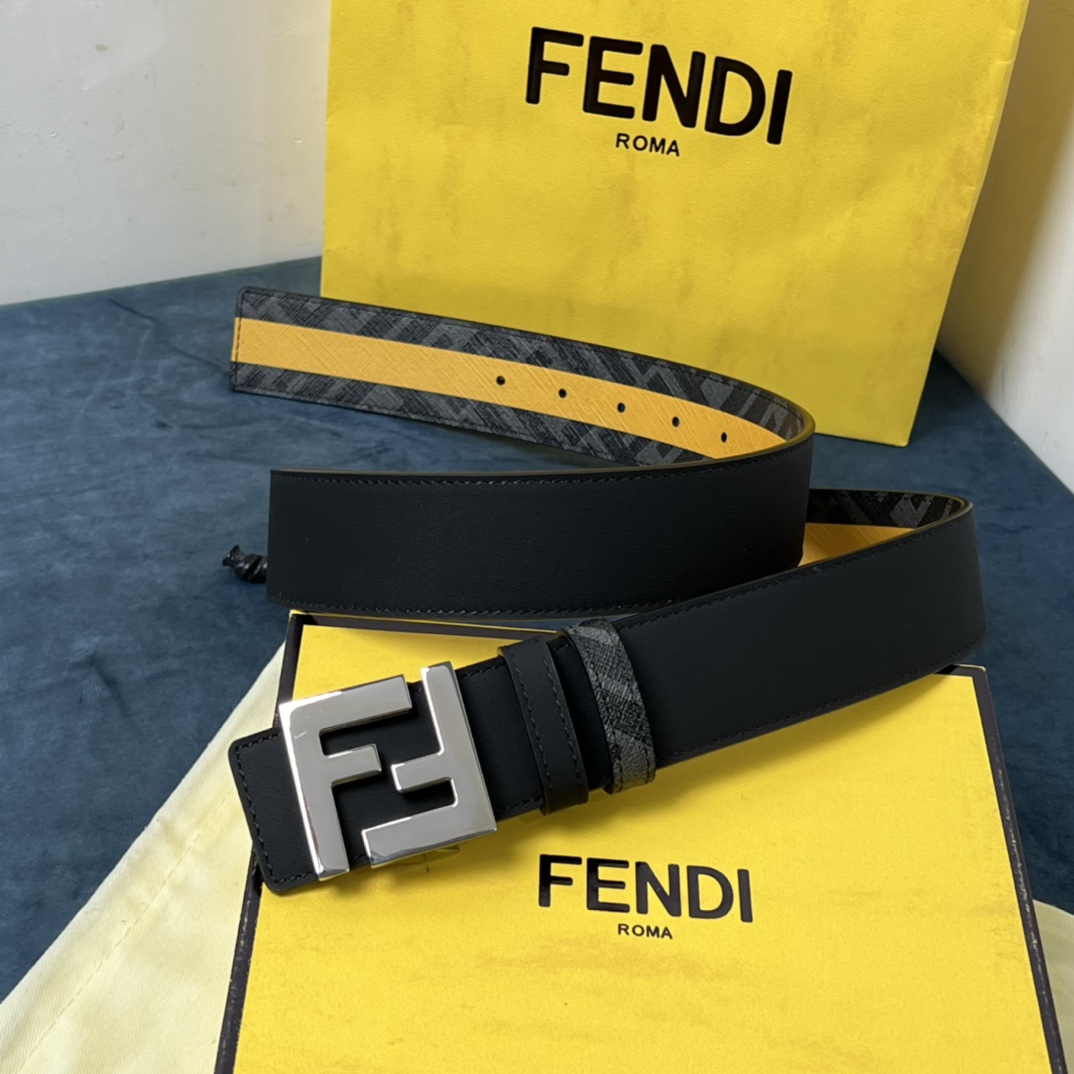Fendi Reversible Black Leather Belt  - DopestKickz
