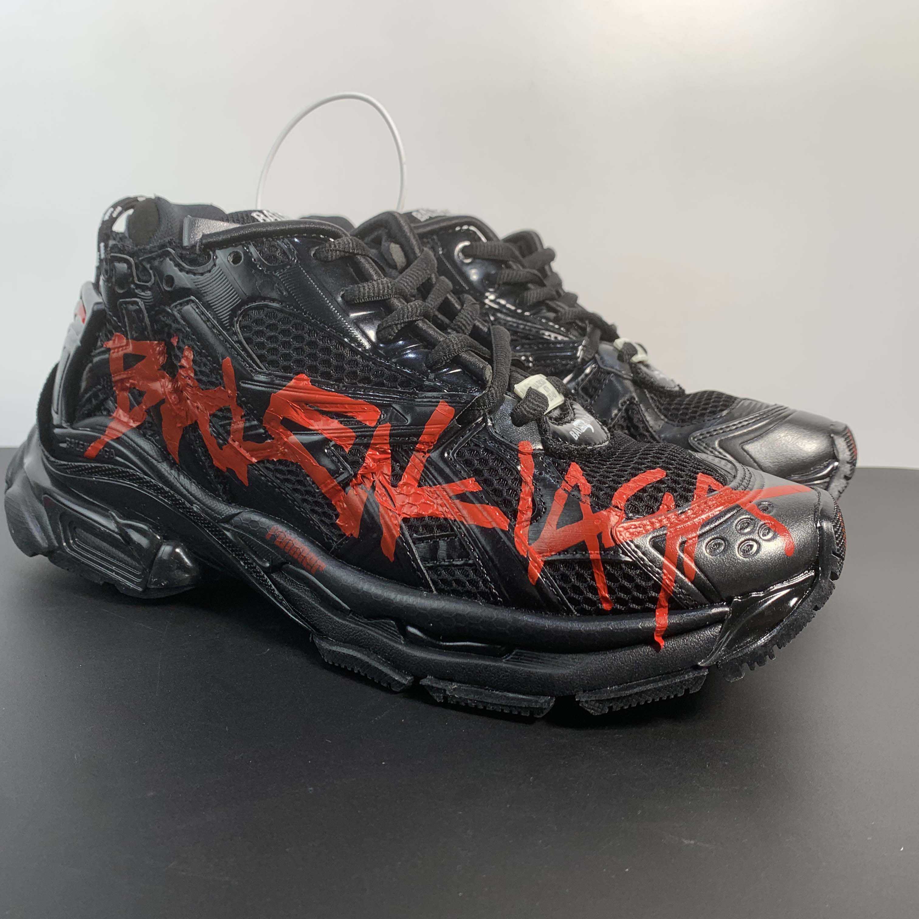 Balenciaga Runner Graffiti Sneaker In Black - DopestKickz