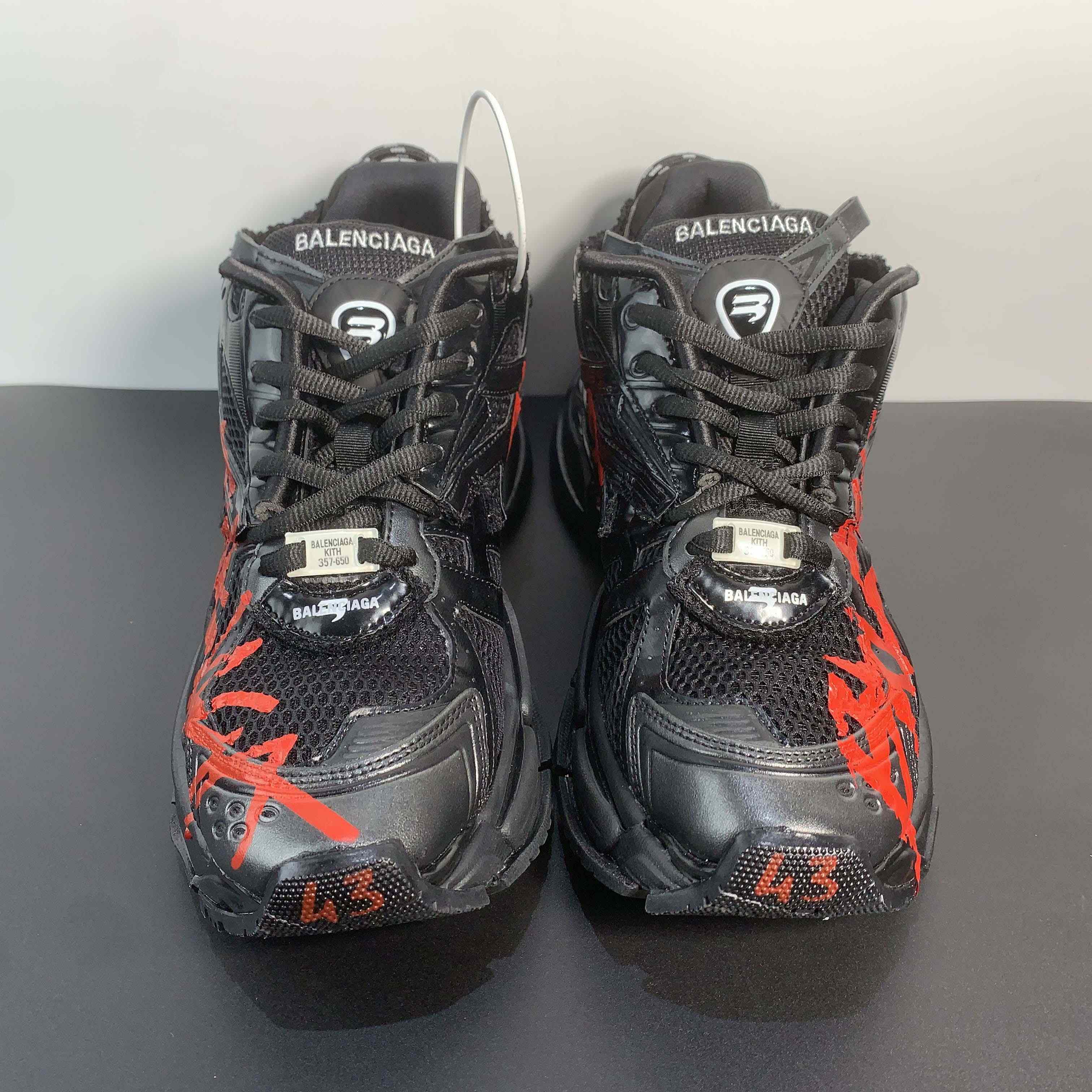 Balenciaga Runner Graffiti Sneaker In Black - DopestKickz