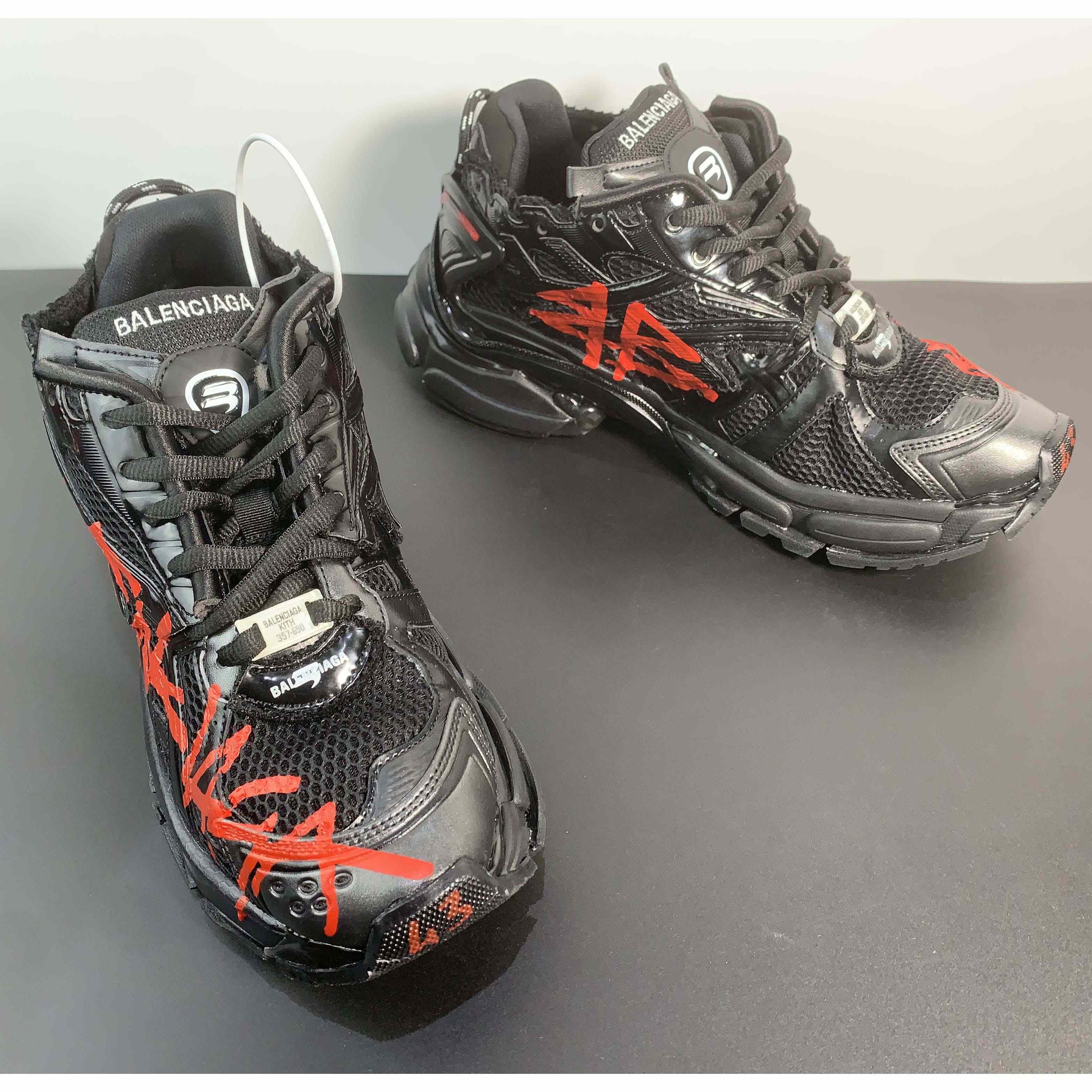 Balenciaga Runner Graffiti Sneaker In Black - DopestKickz