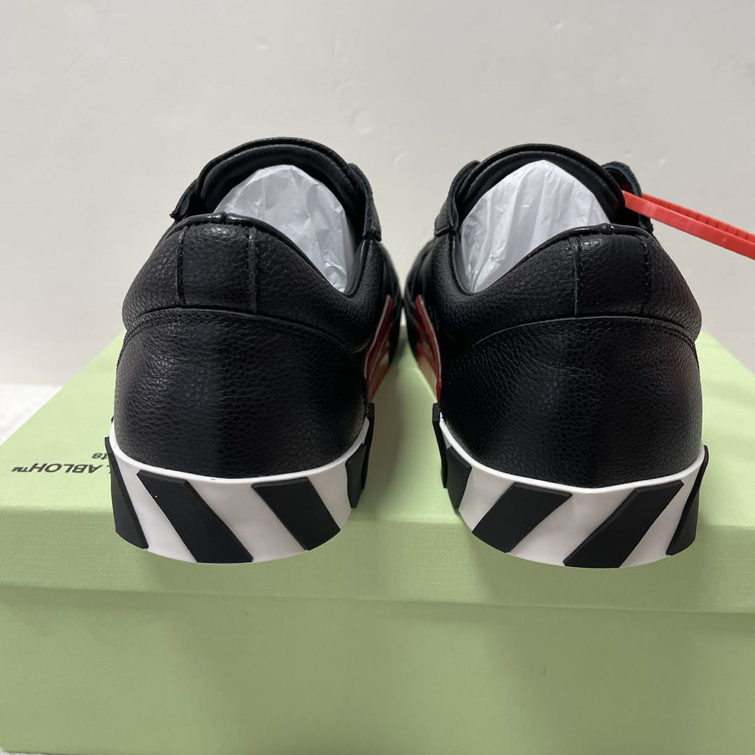 Off White Black Canvas Vulcanized Low Sneakers - DopestKickz