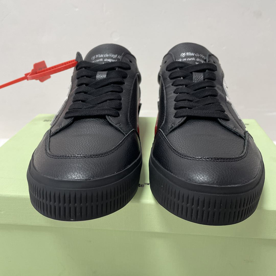 Off White Black Canvas Vulcanized Low Sneakers - DopestKickz