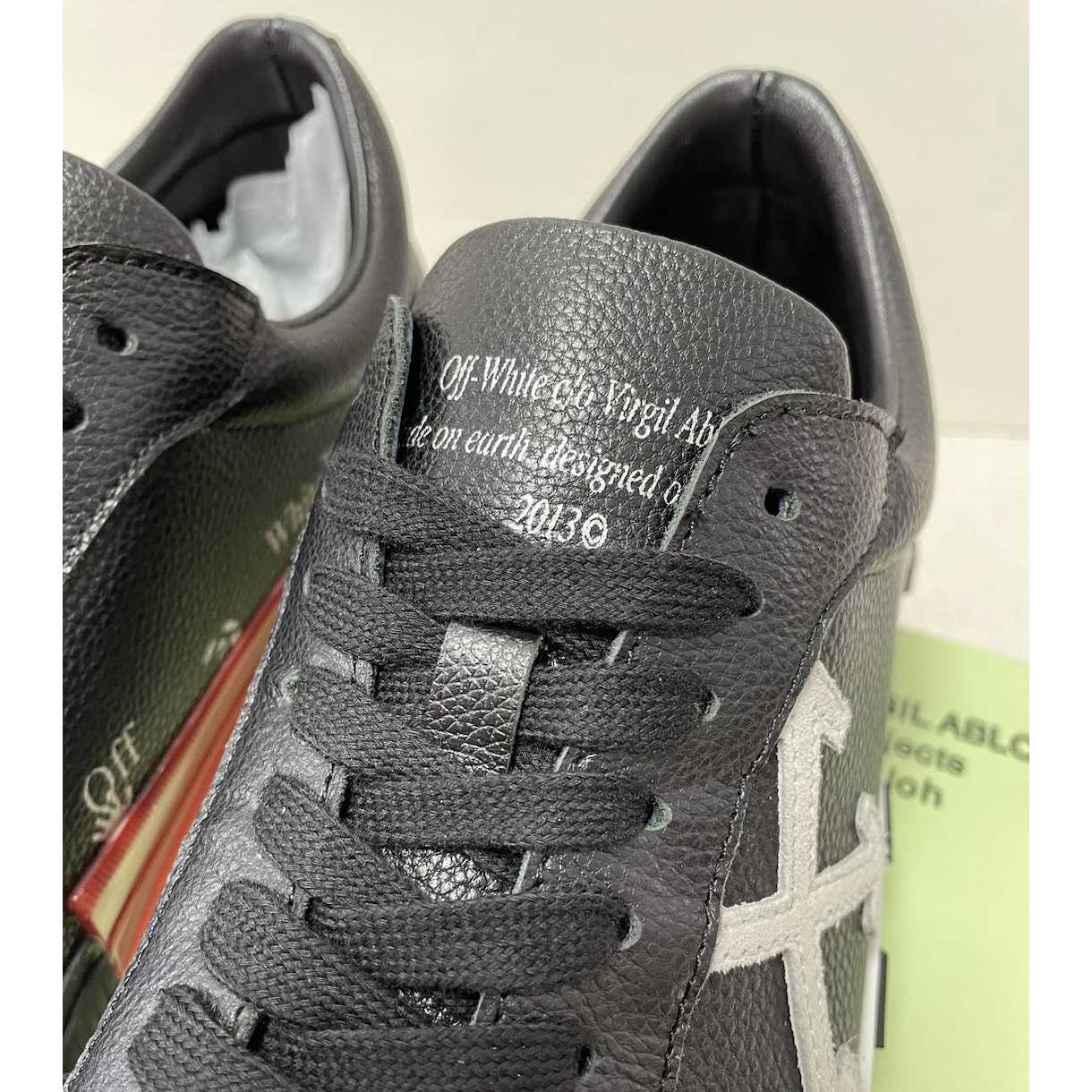 Off White Black Canvas Vulcanized Low Sneakers - DopestKickz