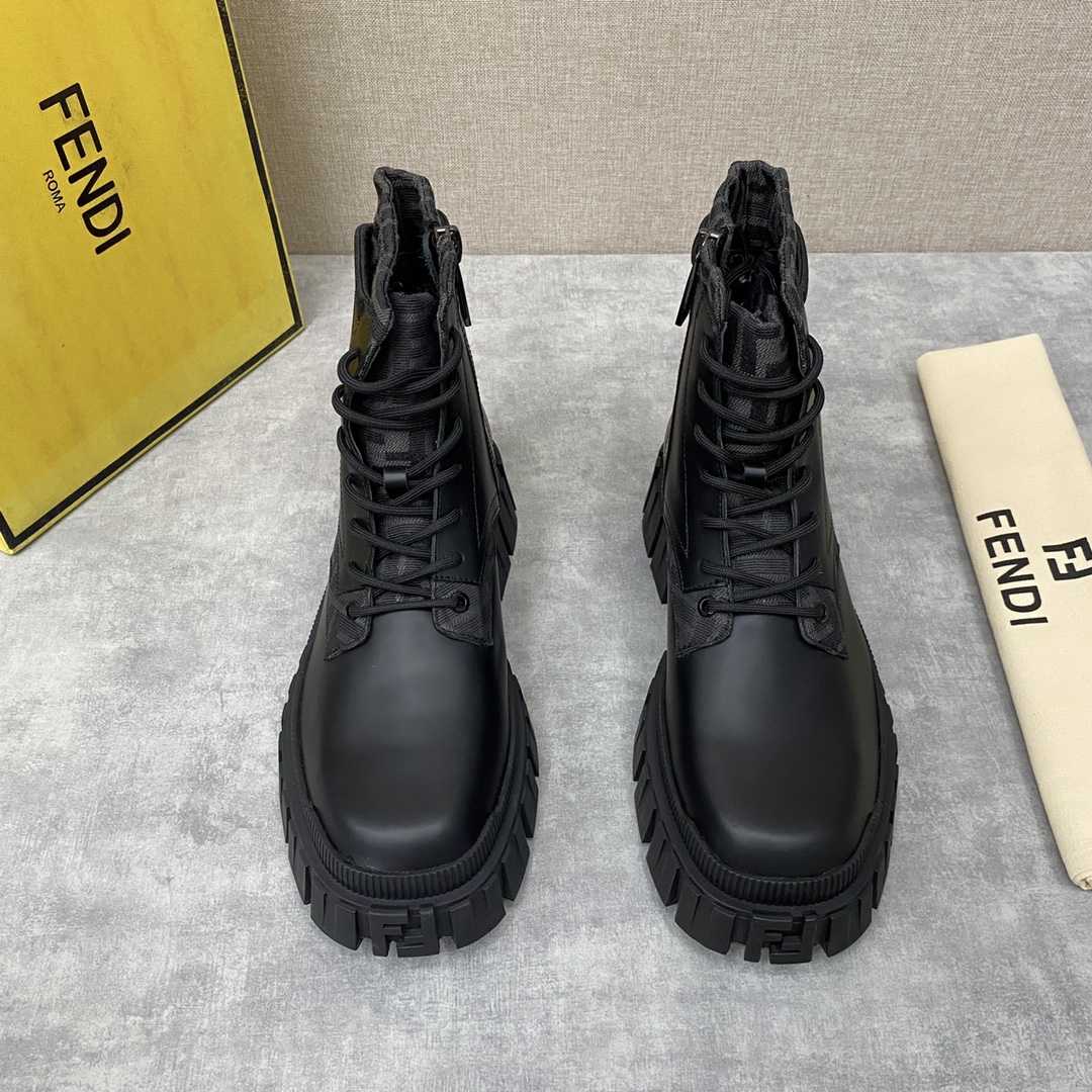 Fendi Force Black Leather Ankle Boots - DopestKickz