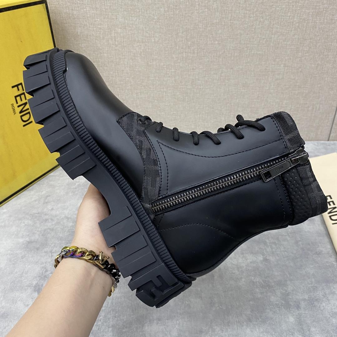 Fendi Force Black Leather Ankle Boots - DopestKickz