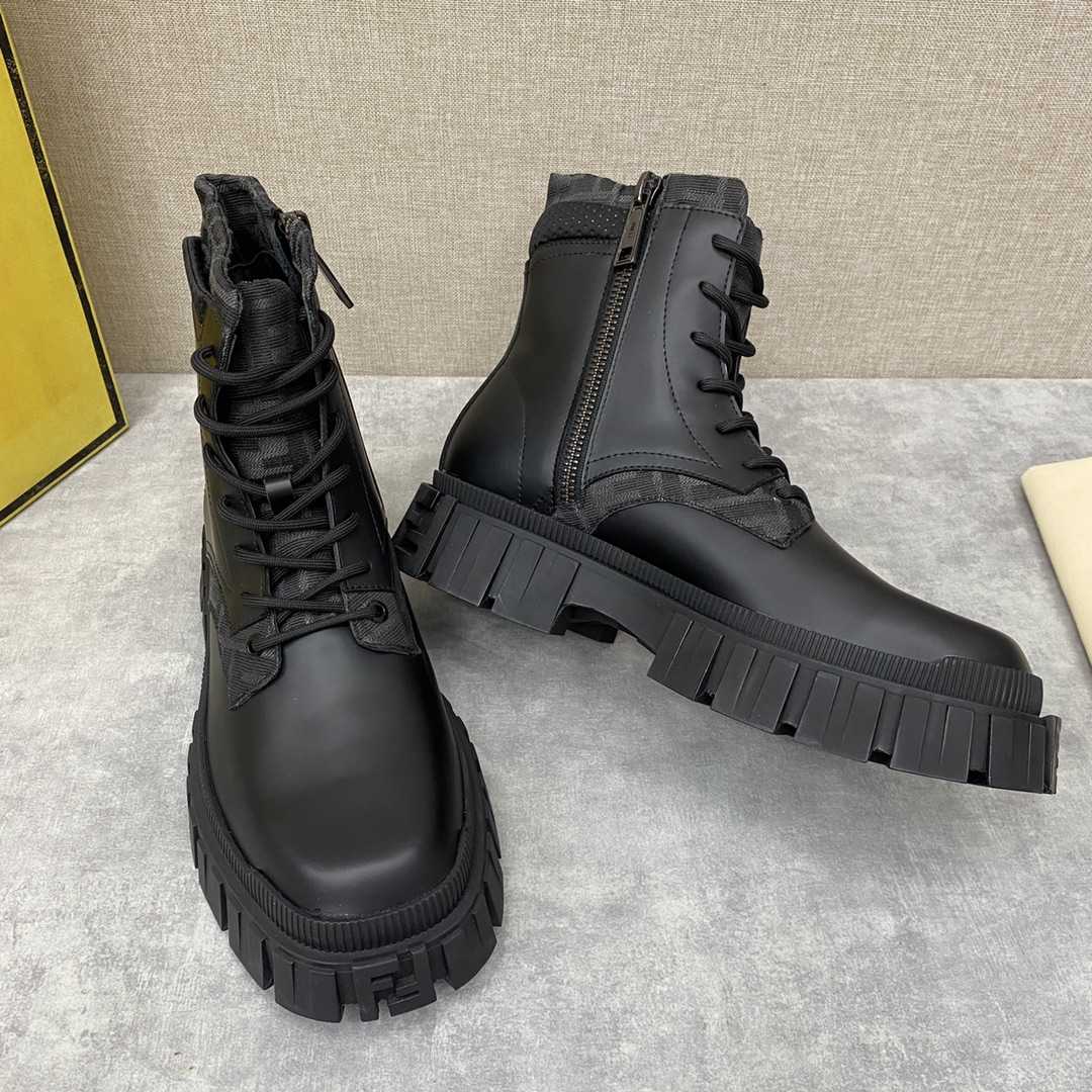 Fendi Force Black Leather Ankle Boots - DopestKickz