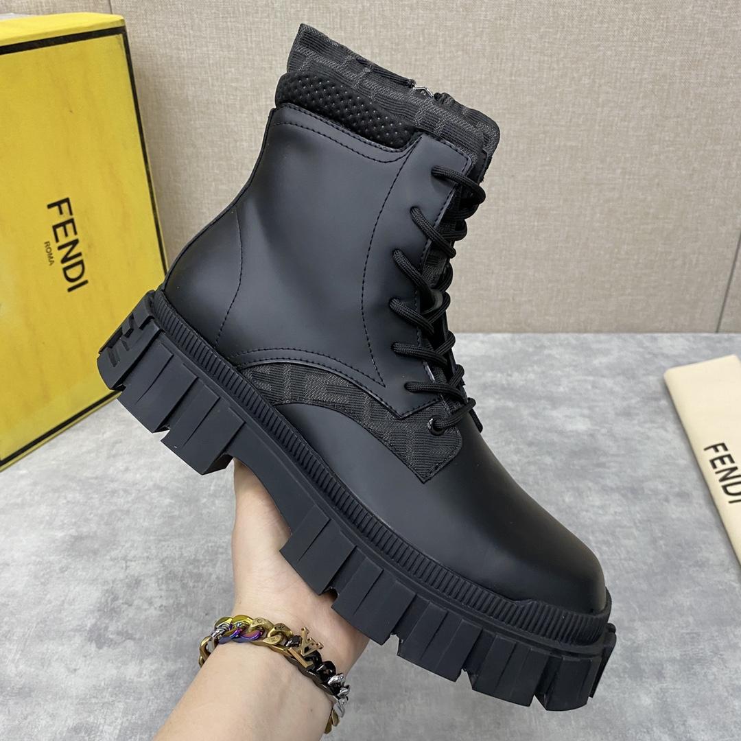 Fendi Force Black Leather Ankle Boots - DopestKickz