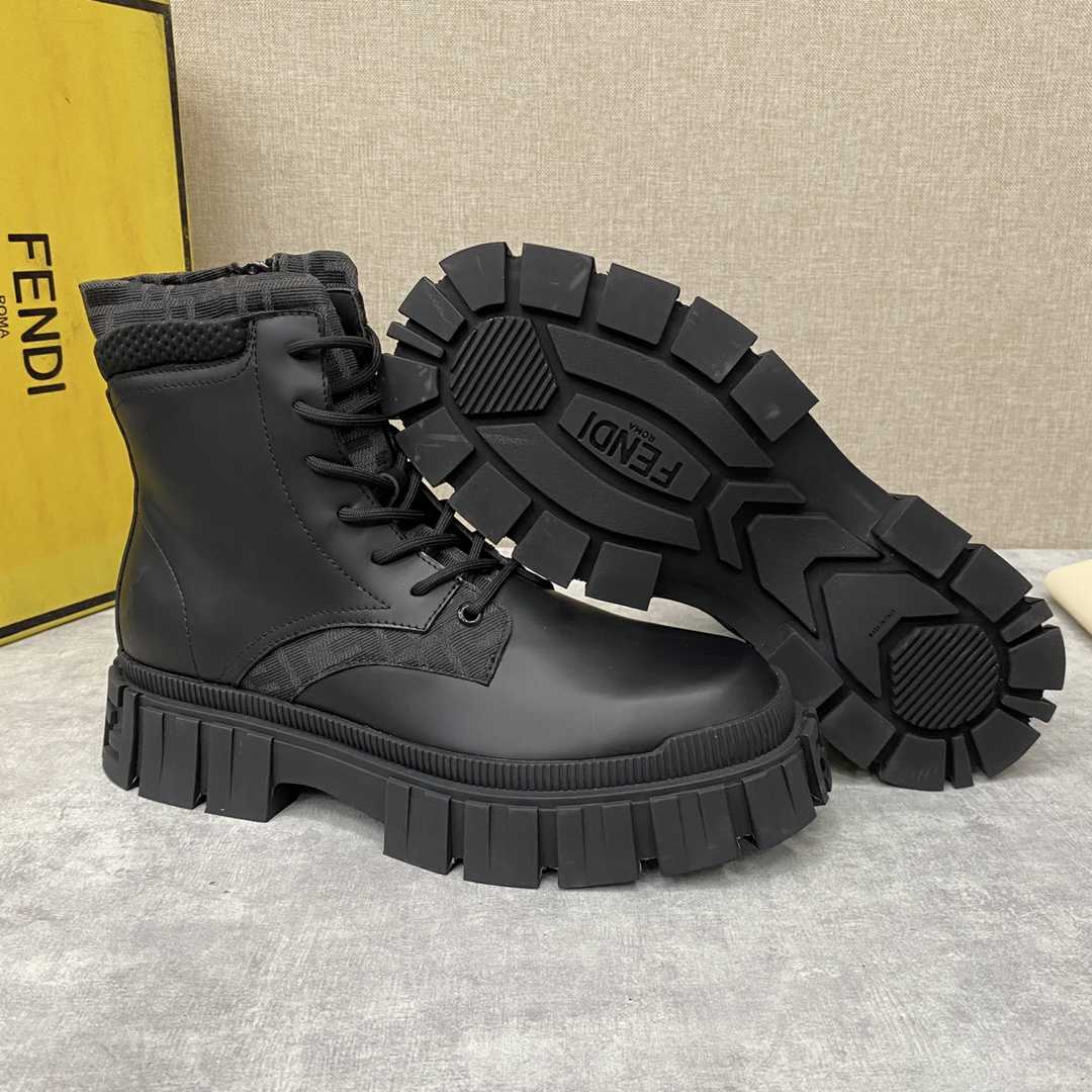 Fendi Force Black Leather Ankle Boots - DopestKickz
