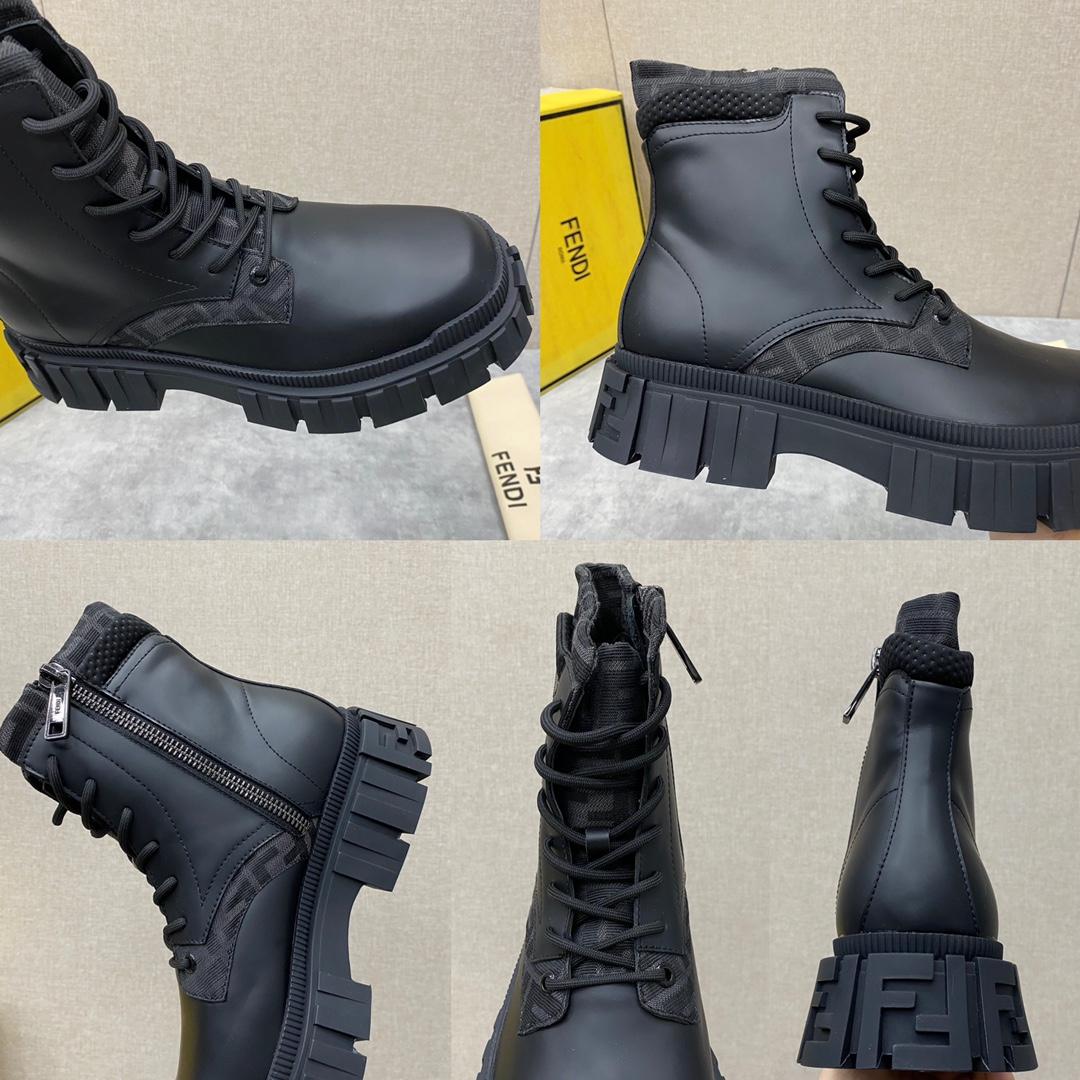 Fendi Force Black Leather Ankle Boots - DopestKickz