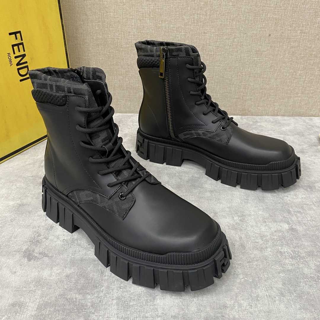 Fendi Force Black Leather Ankle Boots - DopestKickz