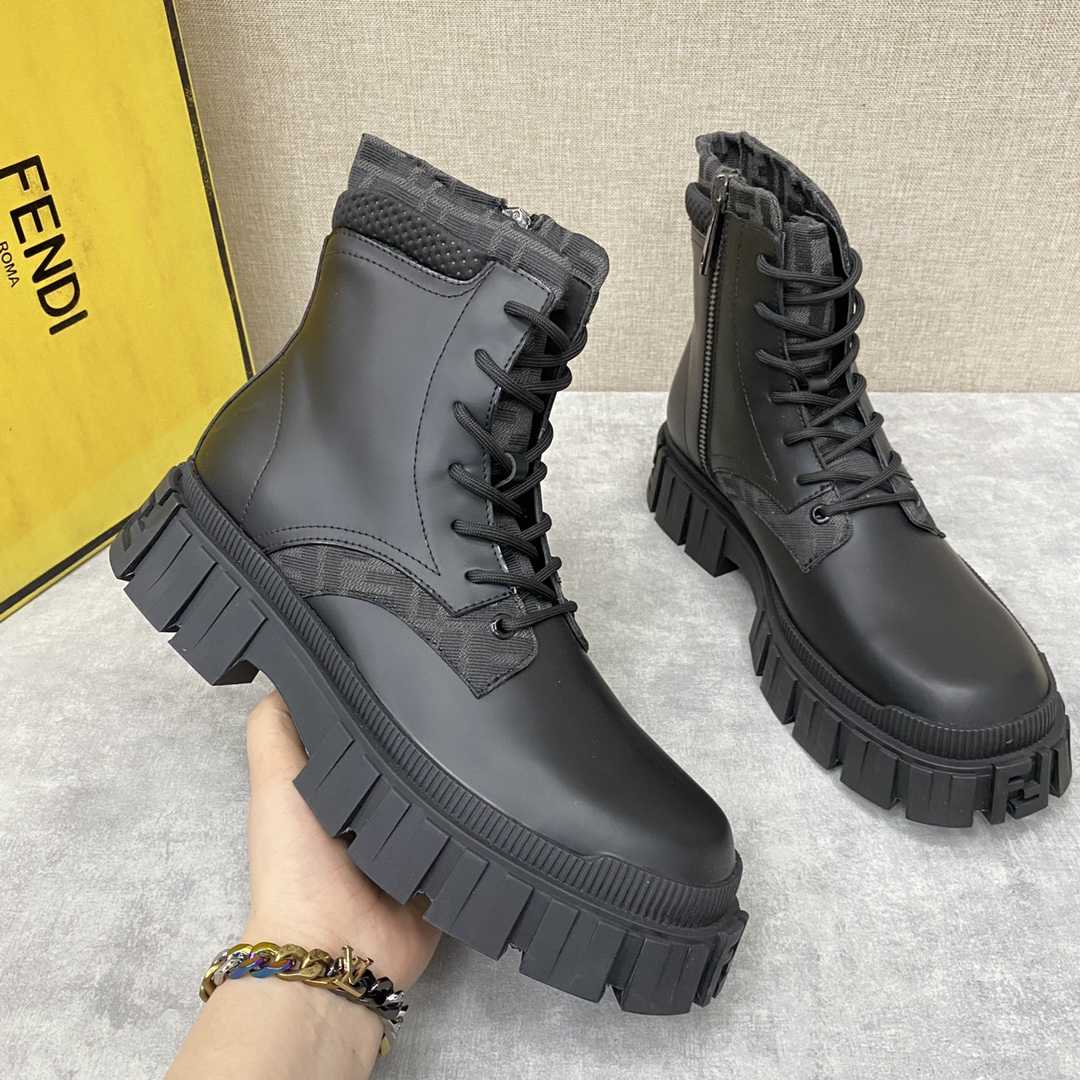 Fendi Force Black Leather Ankle Boots - DopestKickz