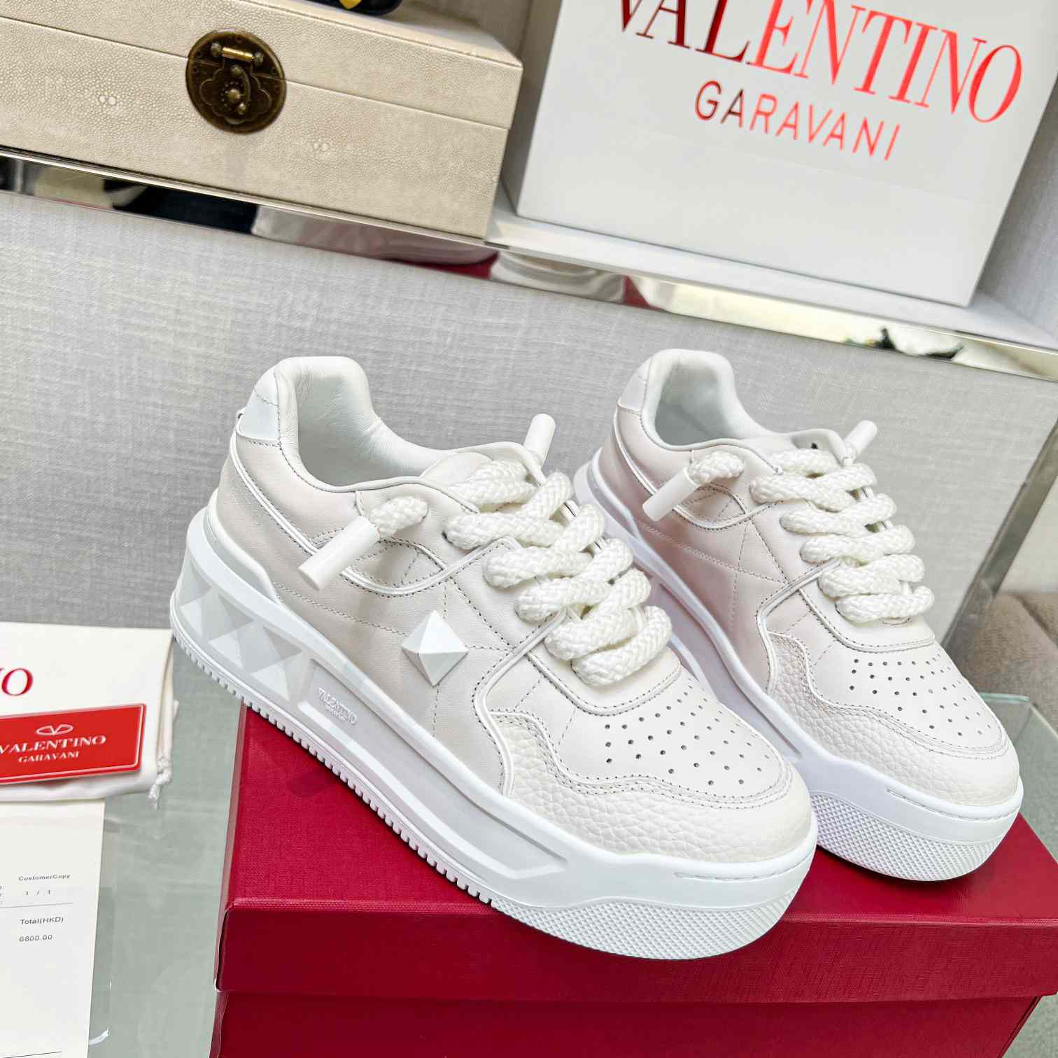 Valenti One Stud XL Nappa Leather Low-Top Sneaker - DopestKickz