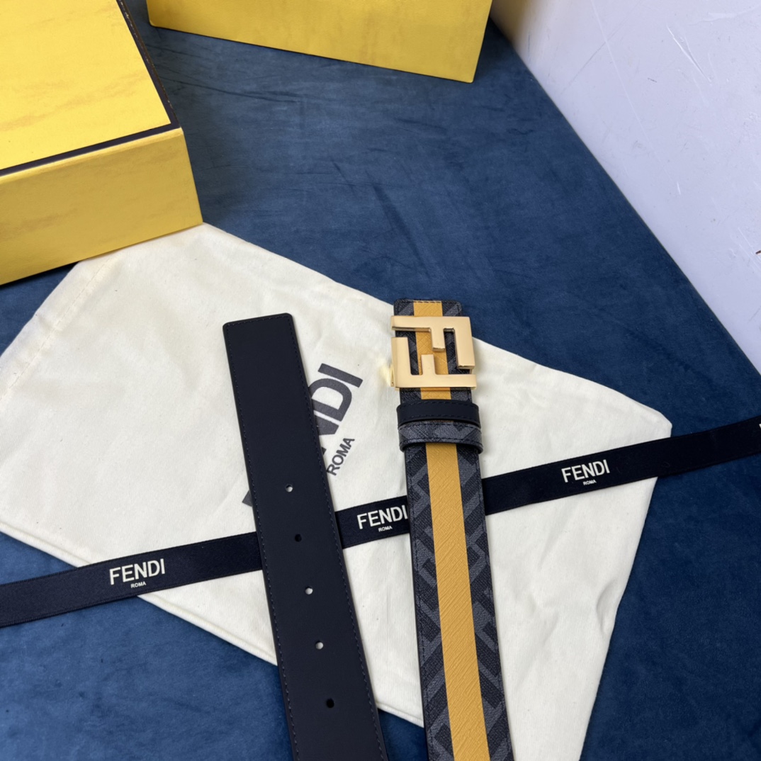 Fendi Reversible Black Leather Belt  - DopestKickz