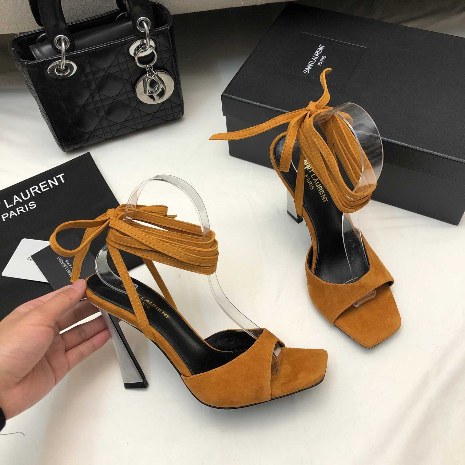 Saint Laurent Paz Sandals In Suede And Metallized Leather - DopestKickz