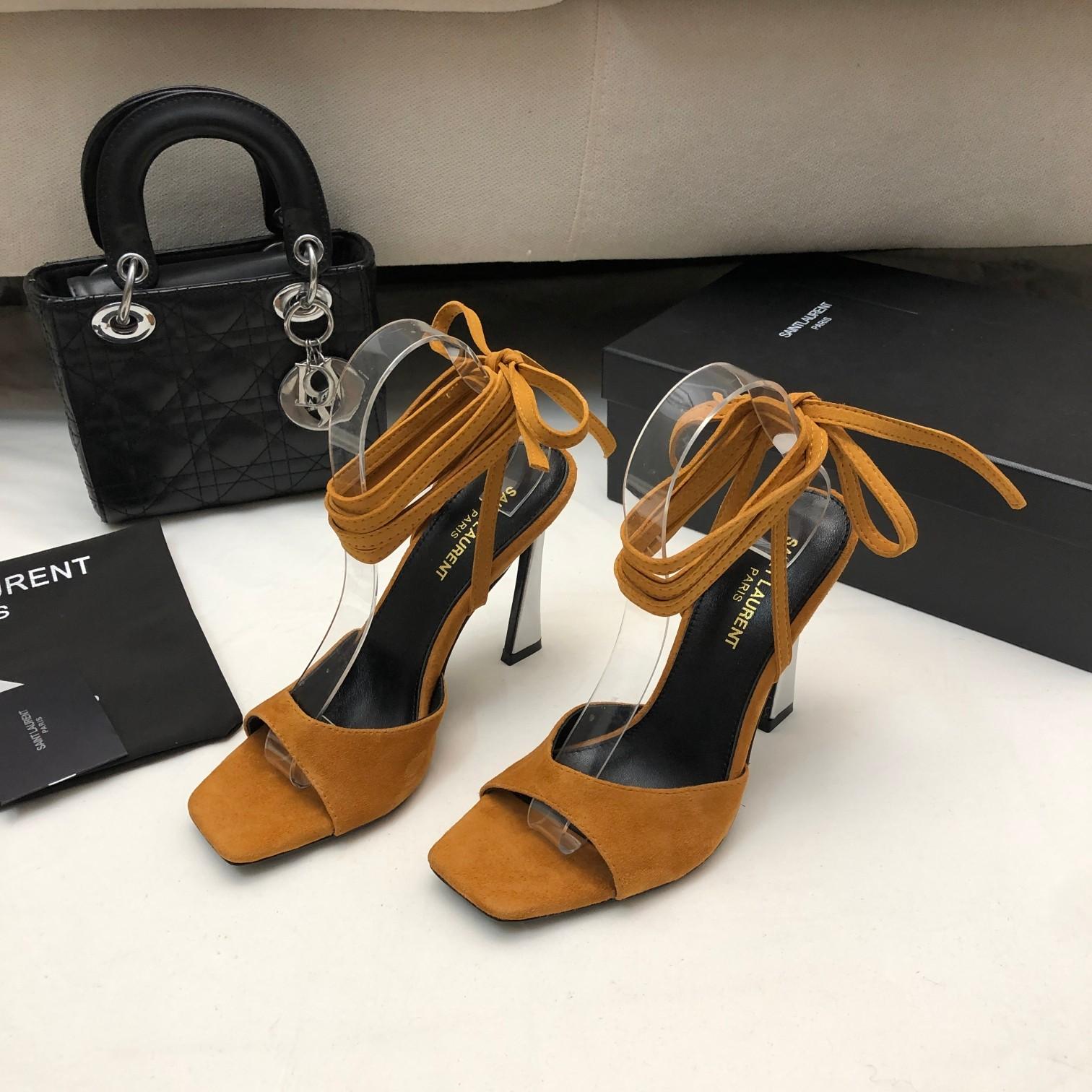 Saint Laurent Paz Sandals In Suede And Metallized Leather - DopestKickz