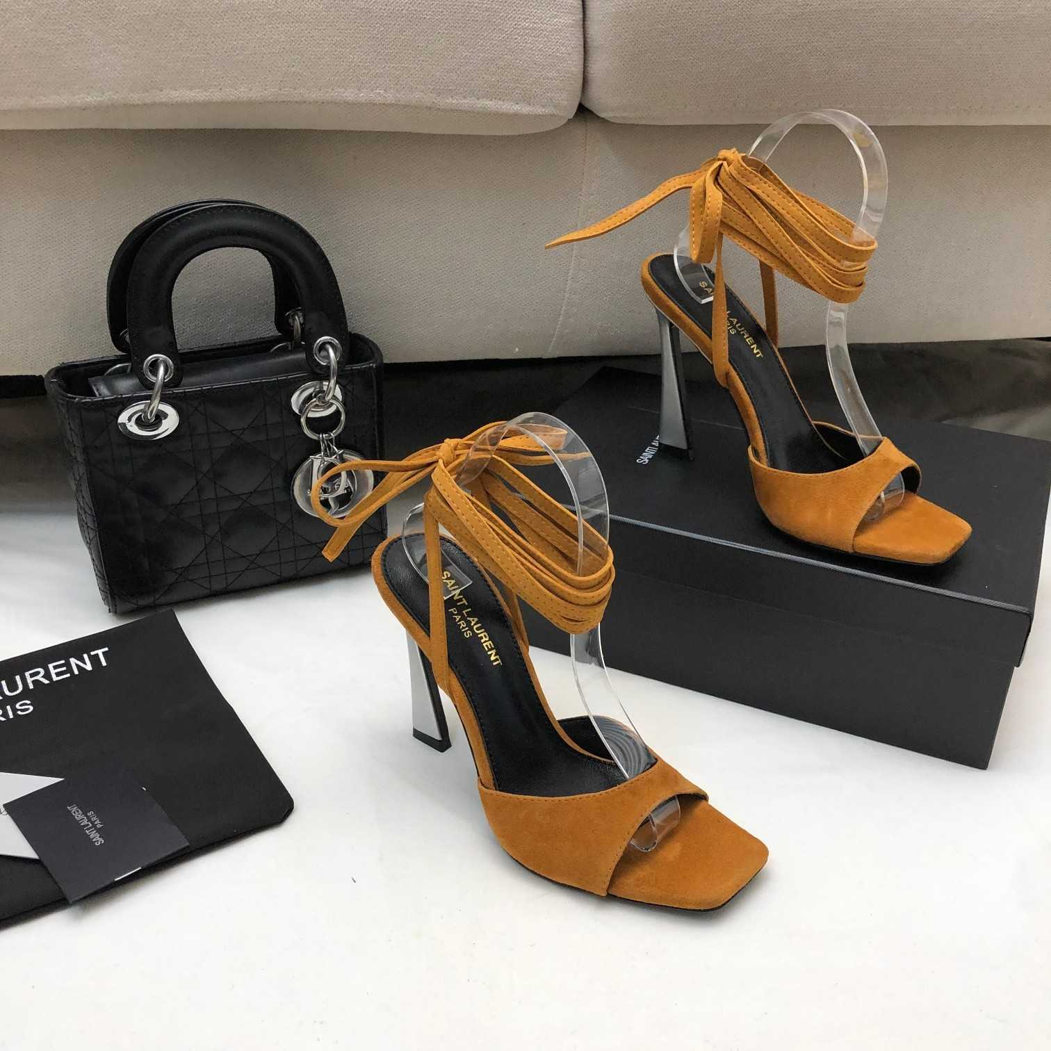 Saint Laurent Paz Sandals In Suede And Metallized Leather - DopestKickz