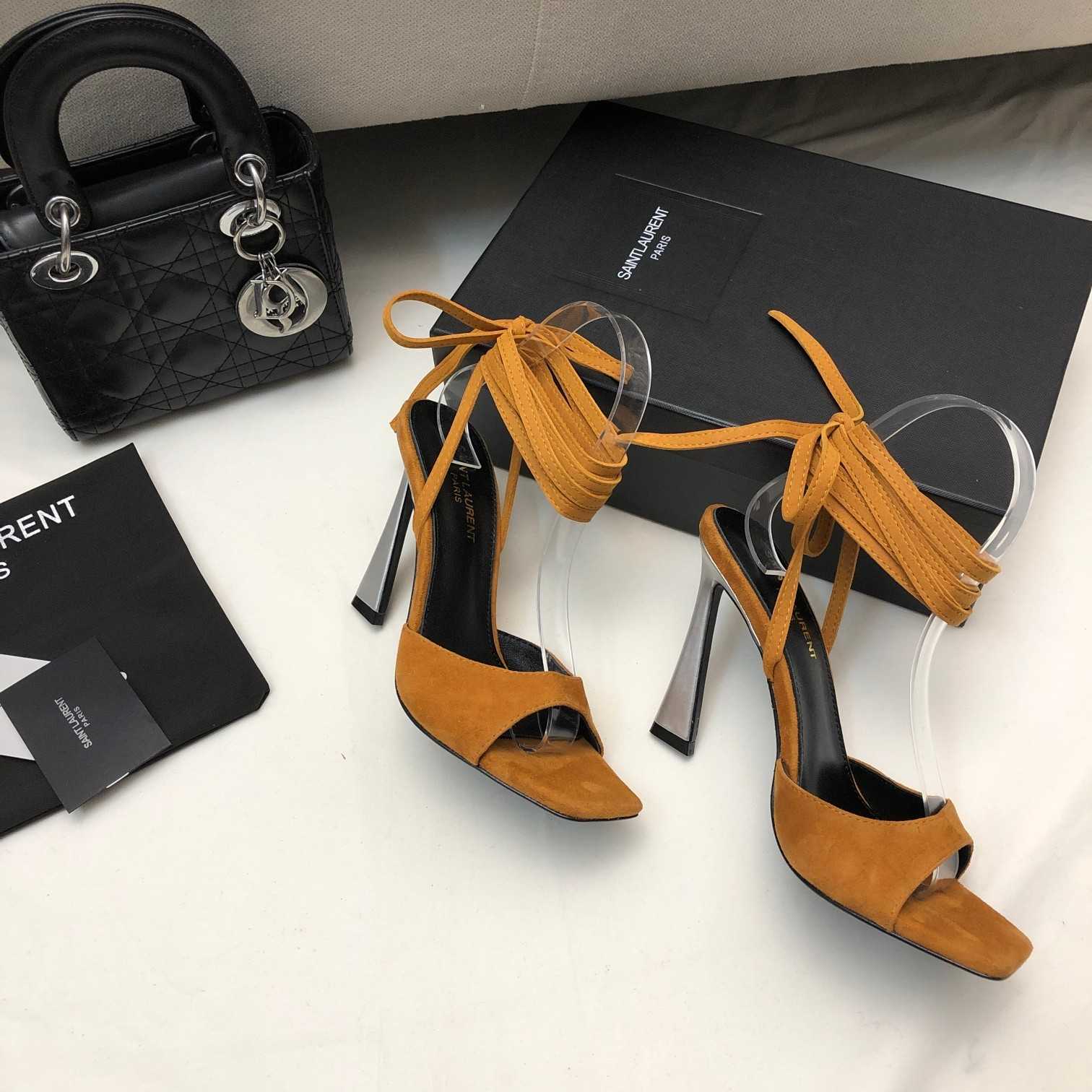Saint Laurent Paz Sandals In Suede And Metallized Leather - DopestKickz
