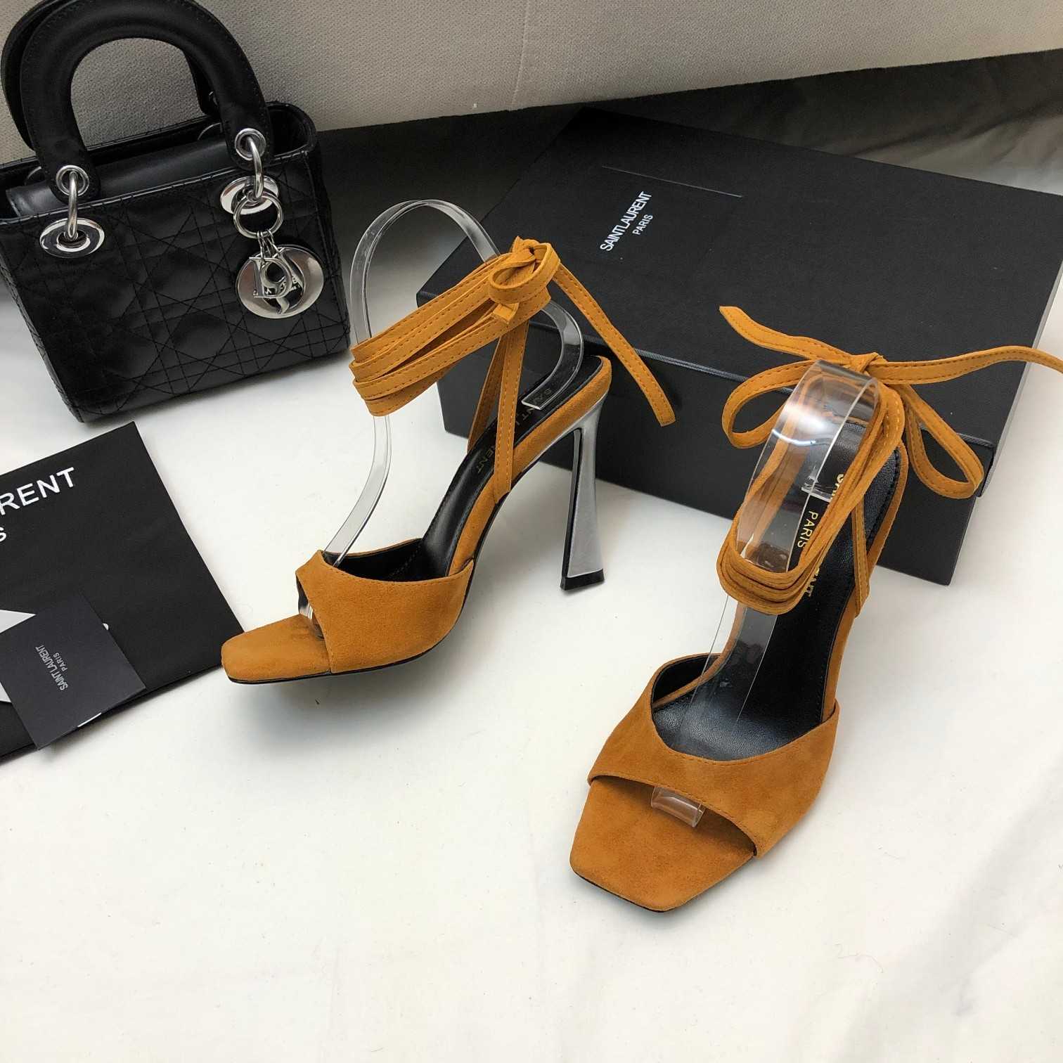 Saint Laurent Paz Sandals In Suede And Metallized Leather - DopestKickz