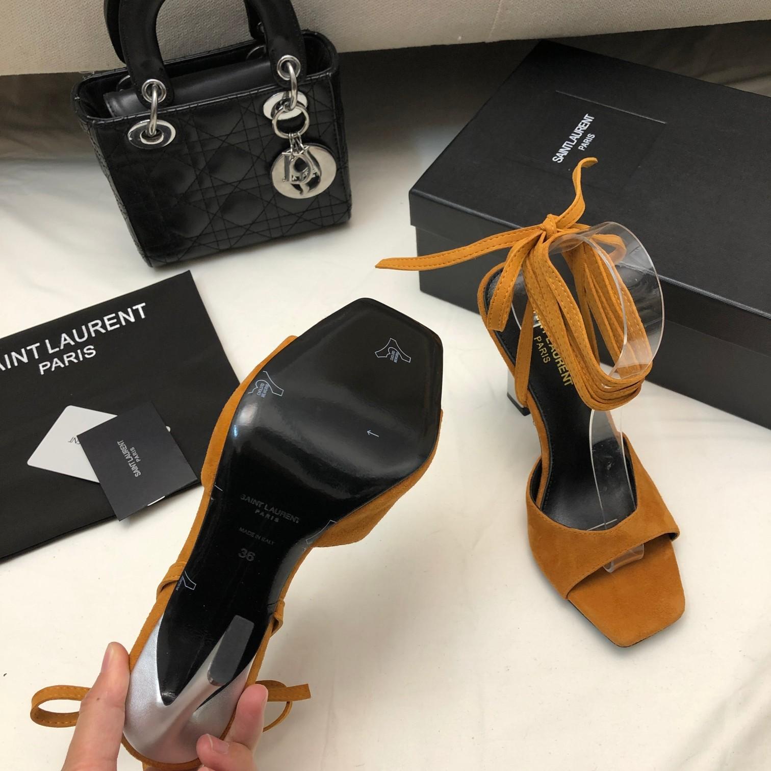 Saint Laurent Paz Sandals In Suede And Metallized Leather - DopestKickz