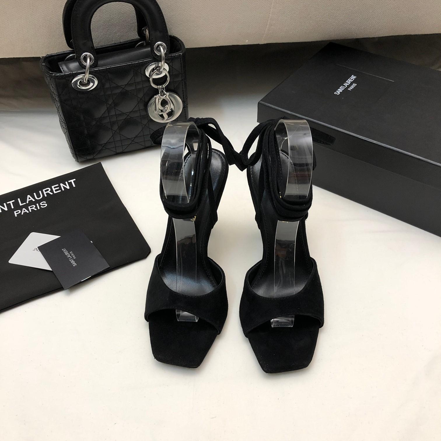 Saint Laurent Paz Sandals In Suede And Metallized Leather - DopestKickz