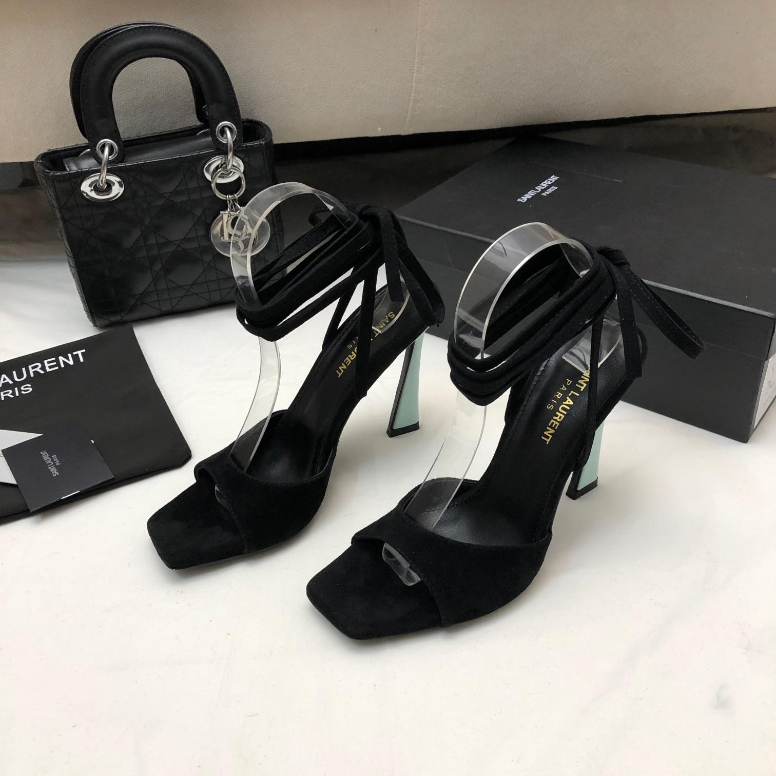 Saint Laurent Paz Sandals In Suede And Metallized Leather - DopestKickz