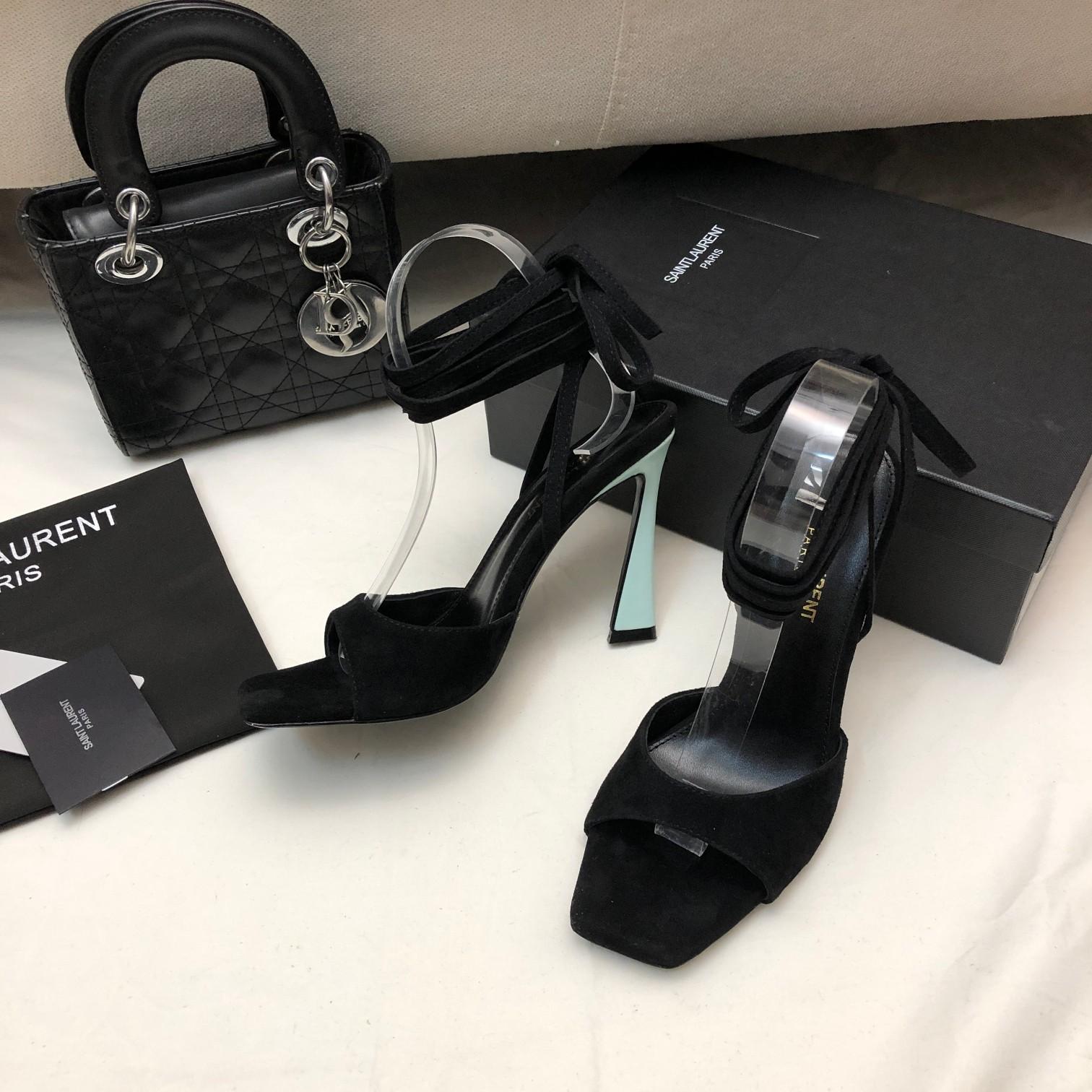 Saint Laurent Paz Sandals In Suede And Metallized Leather - DopestKickz
