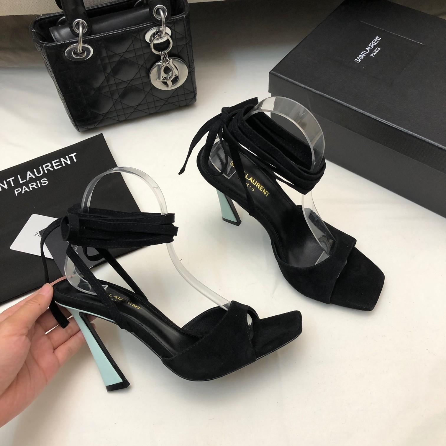 Saint Laurent Paz Sandals In Suede And Metallized Leather - DopestKickz
