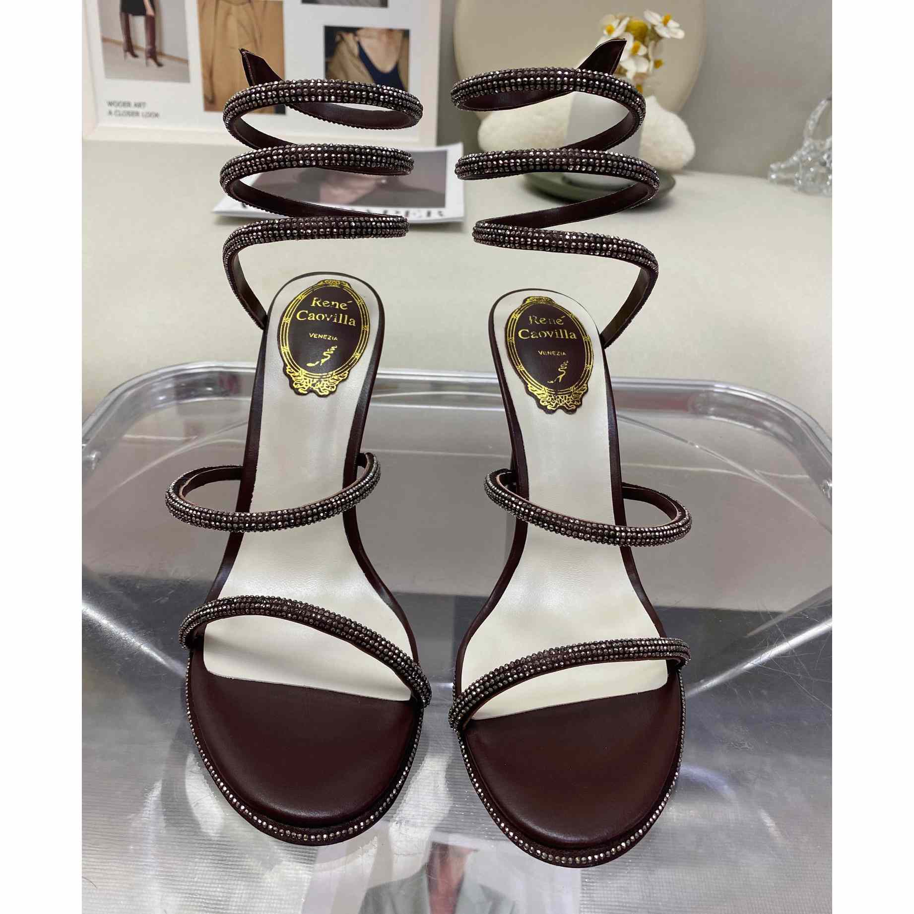 Rene Caovilla Cleo Crystal Coffee Sandal - DopestKickz