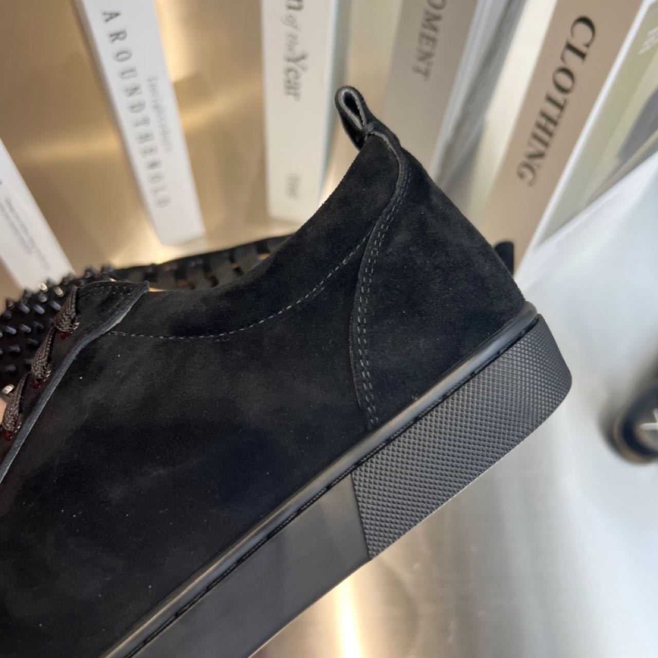 Christian Louboutin Louis Junior Spikes Sneakers - Suede calf And Spikes - Black - DopestKickz