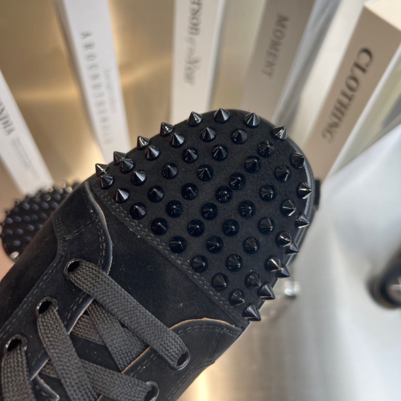 Christian Louboutin Louis Junior Spikes Sneakers - Suede calf And Spikes - Black - DopestKickz