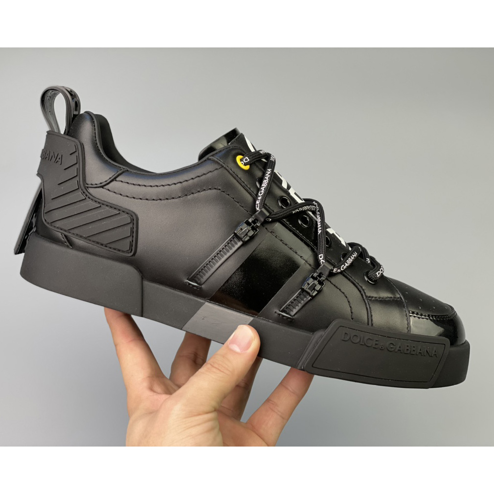Dolce & Gabbana Portofino Sneakers In Calfskin And Patent Leather - DopestKickz